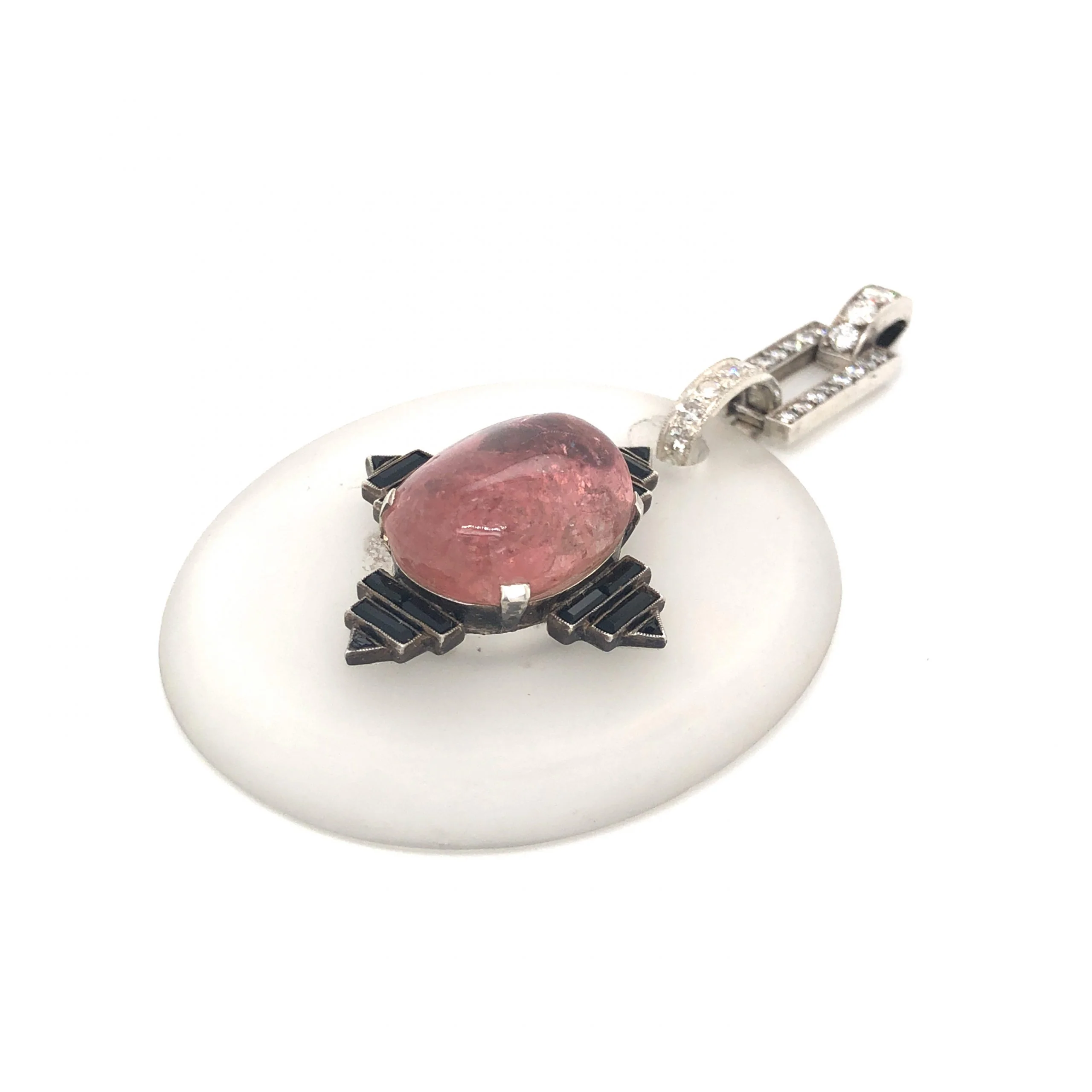 Pink Tourmaline Pendant w/ Diamonds in Sterling Silver - Image 3