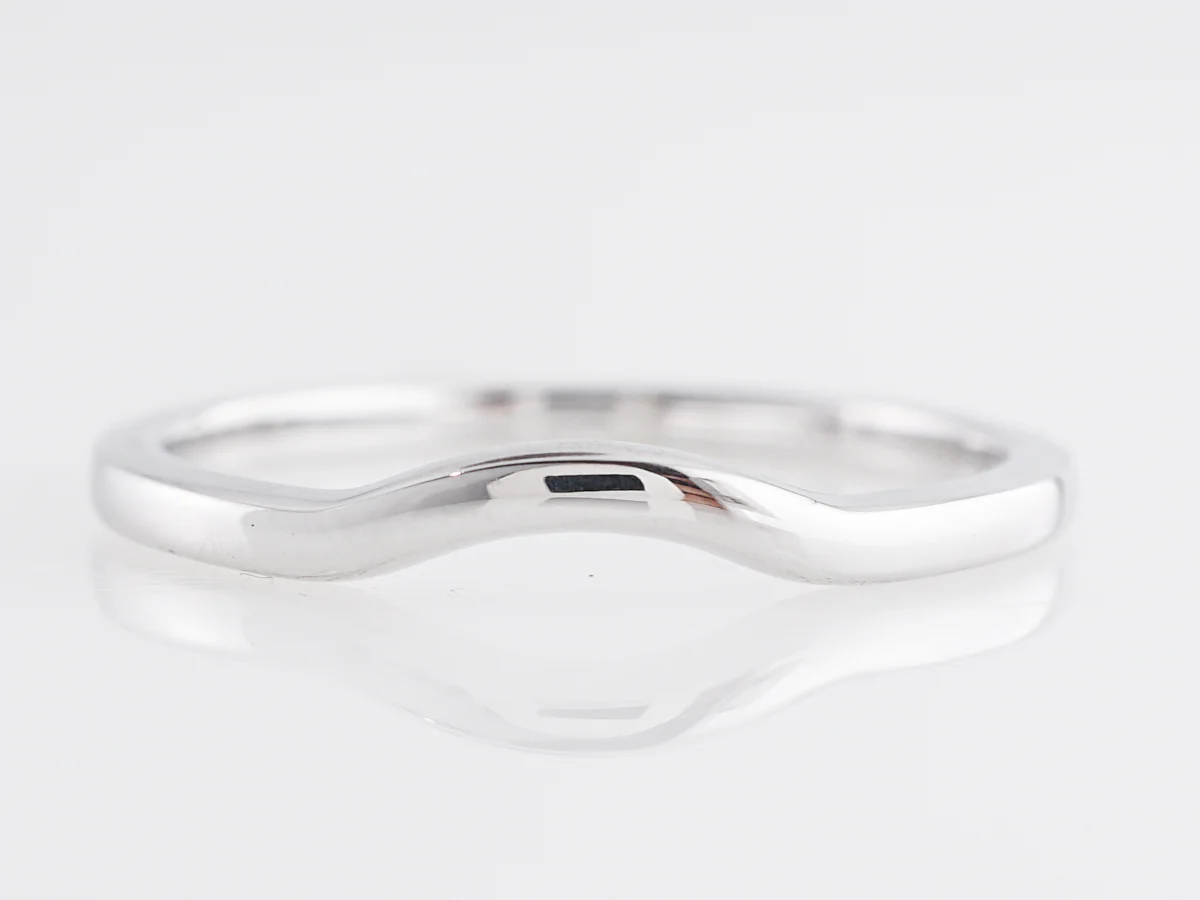 Plain Curved Wedding Band in 14K White Gold