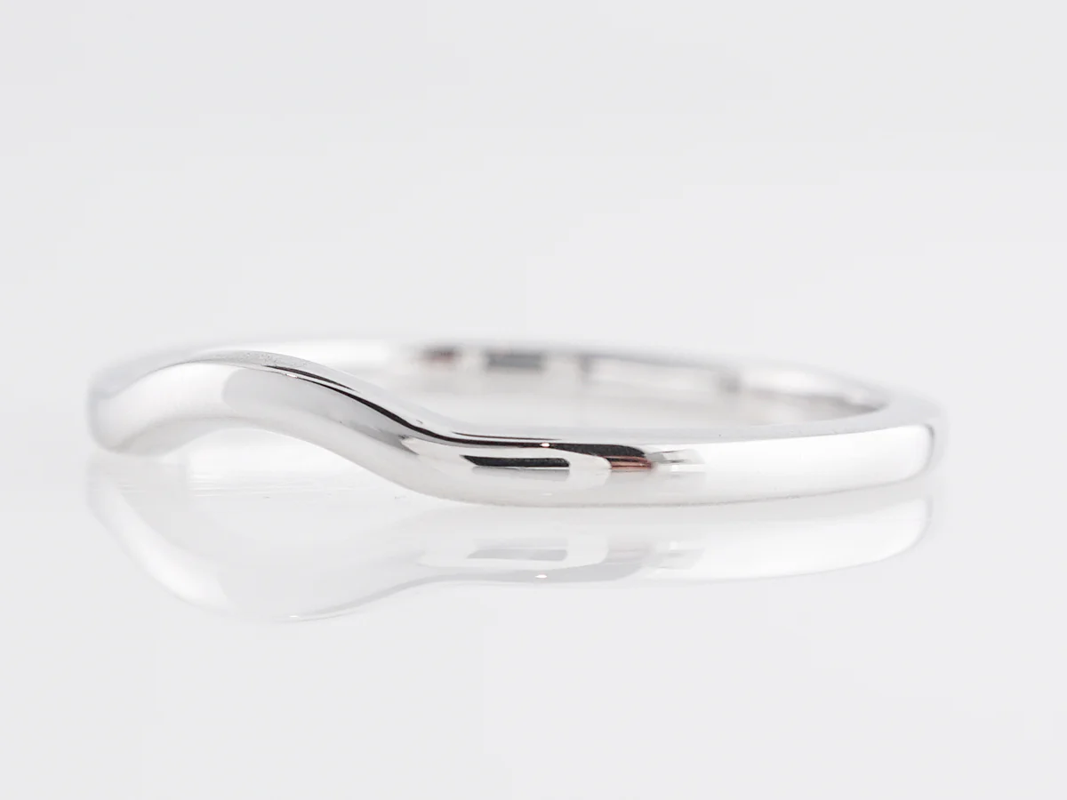 Plain Curved Wedding Band in 14K White Gold - Image 2