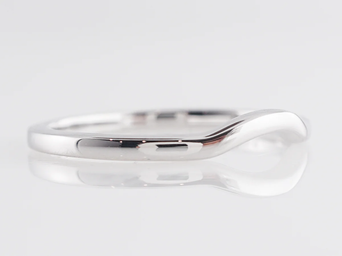 Plain Curved Wedding Band in 14K White Gold - Image 3