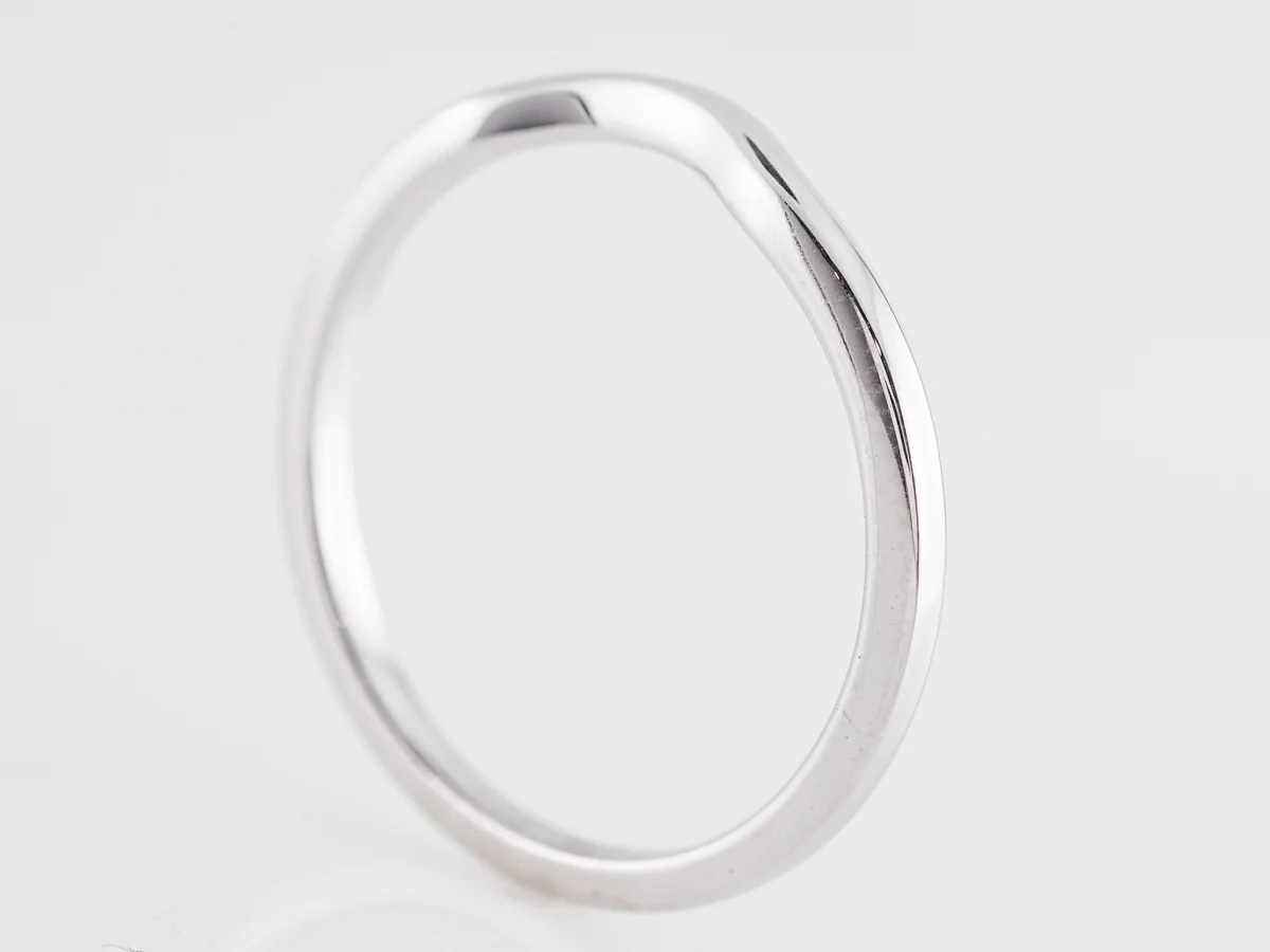 Plain Curved Wedding Band in 14K White Gold - Image 4