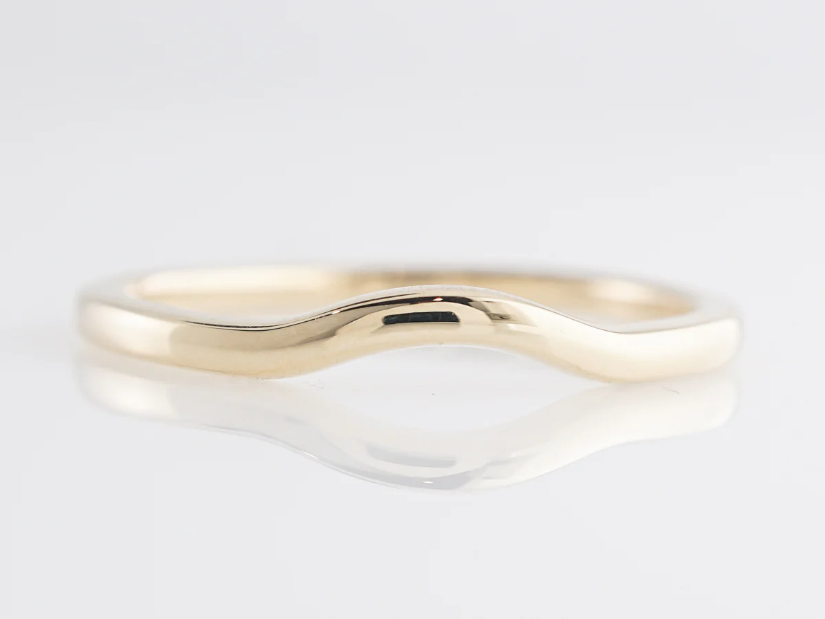 Plain Yellow Gold Curved Wedding Band in 14K