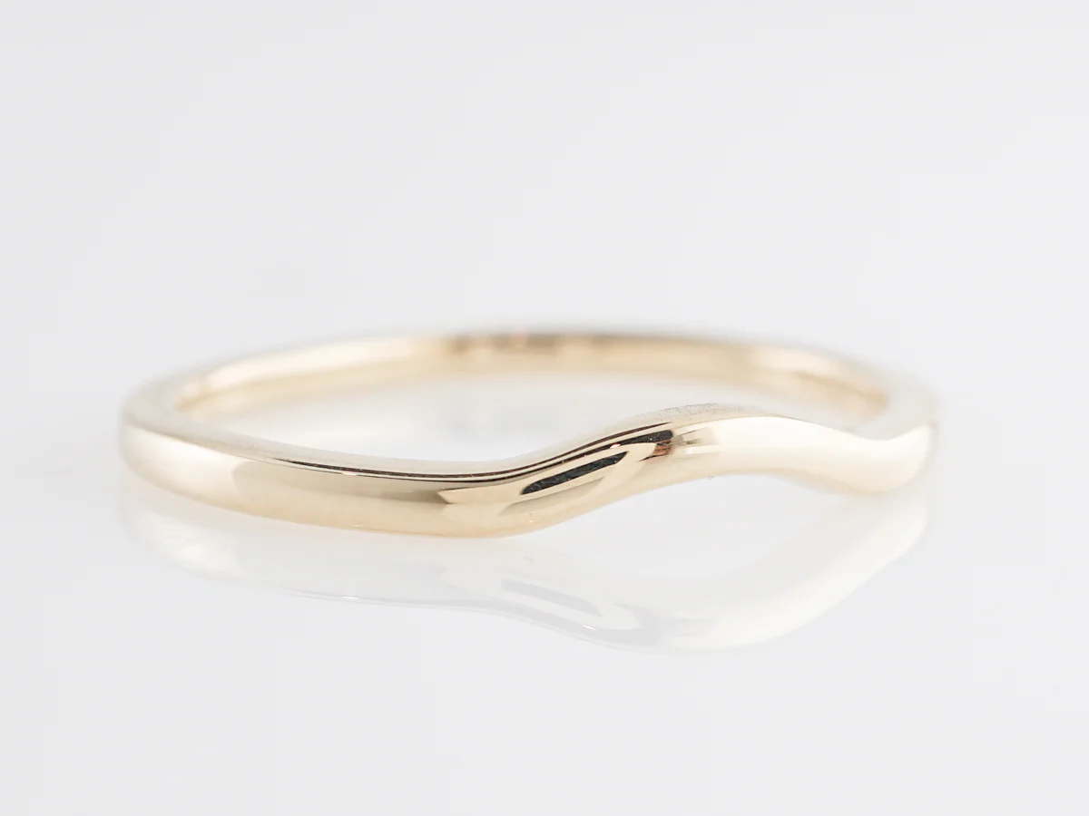 Plain Yellow Gold Curved Wedding Band in 14K - Image 3