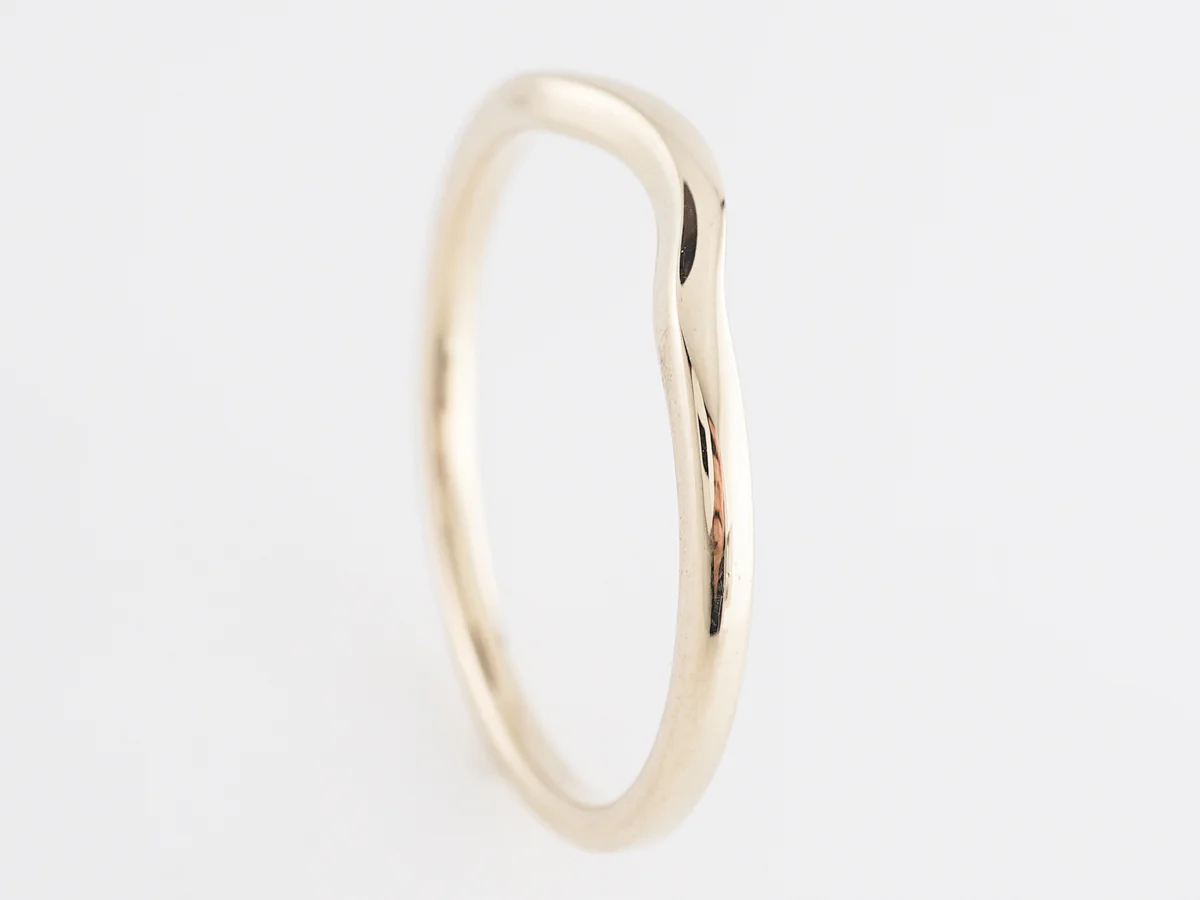 Plain Yellow Gold Curved Wedding Band in 14K - Image 4