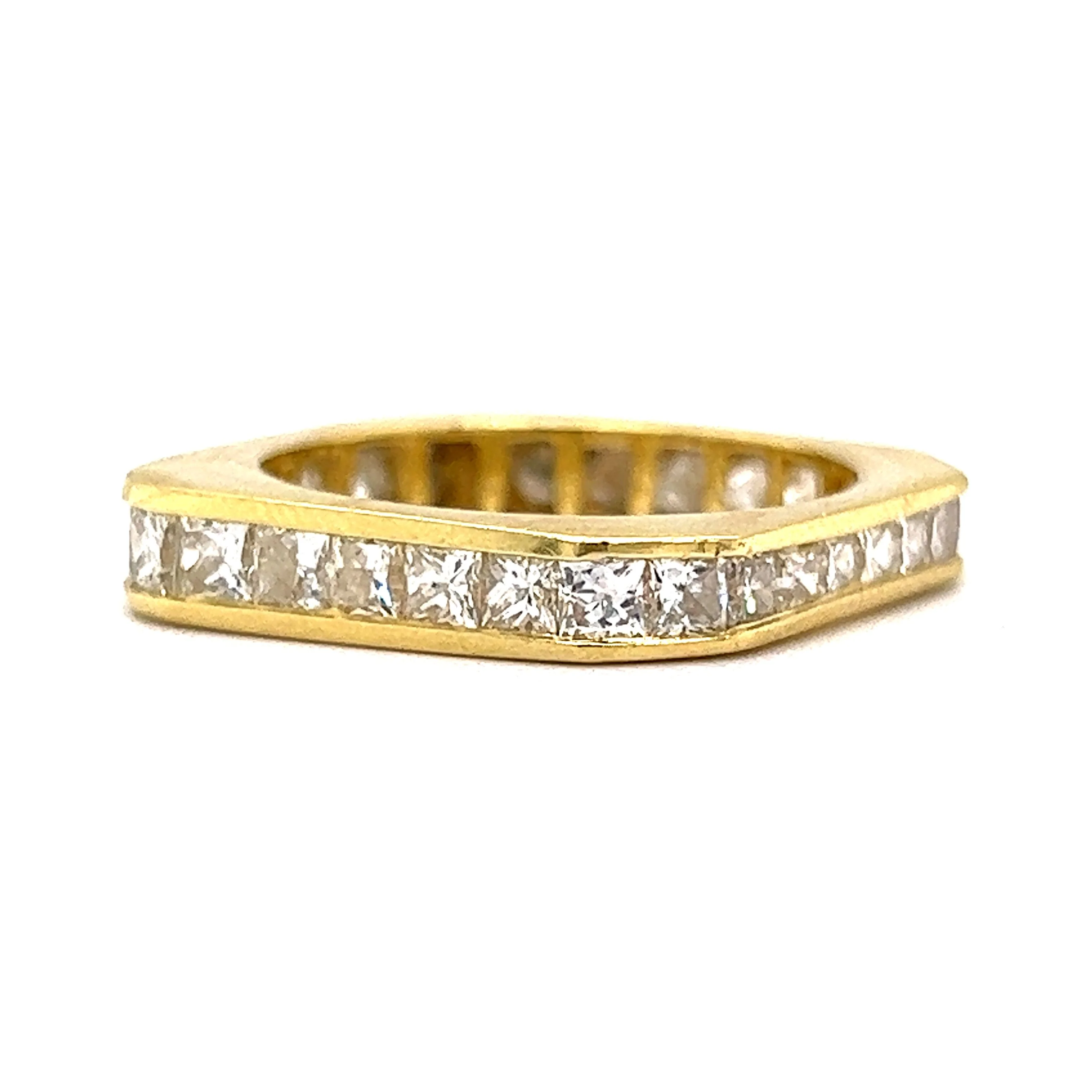 Princess Cut Square Eternity Stacking Ring in 18k Yellow Gold - Image 2