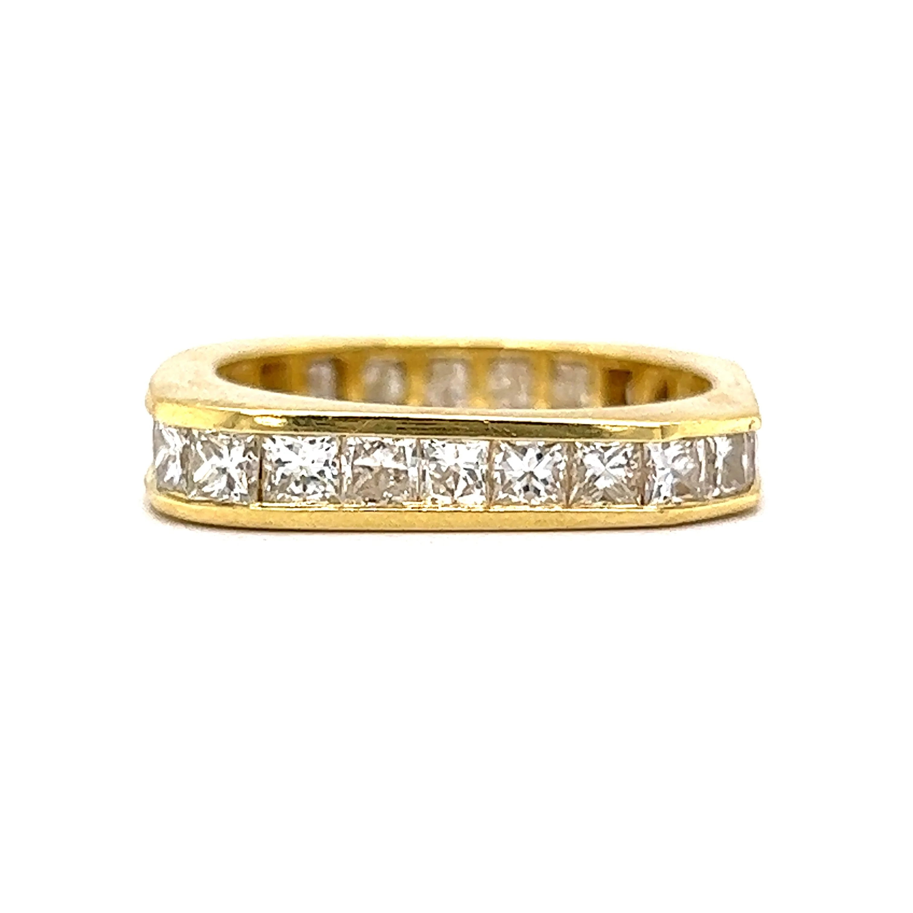Princess Cut Square Eternity Stacking Ring in 18k Yellow Gold - Image 3