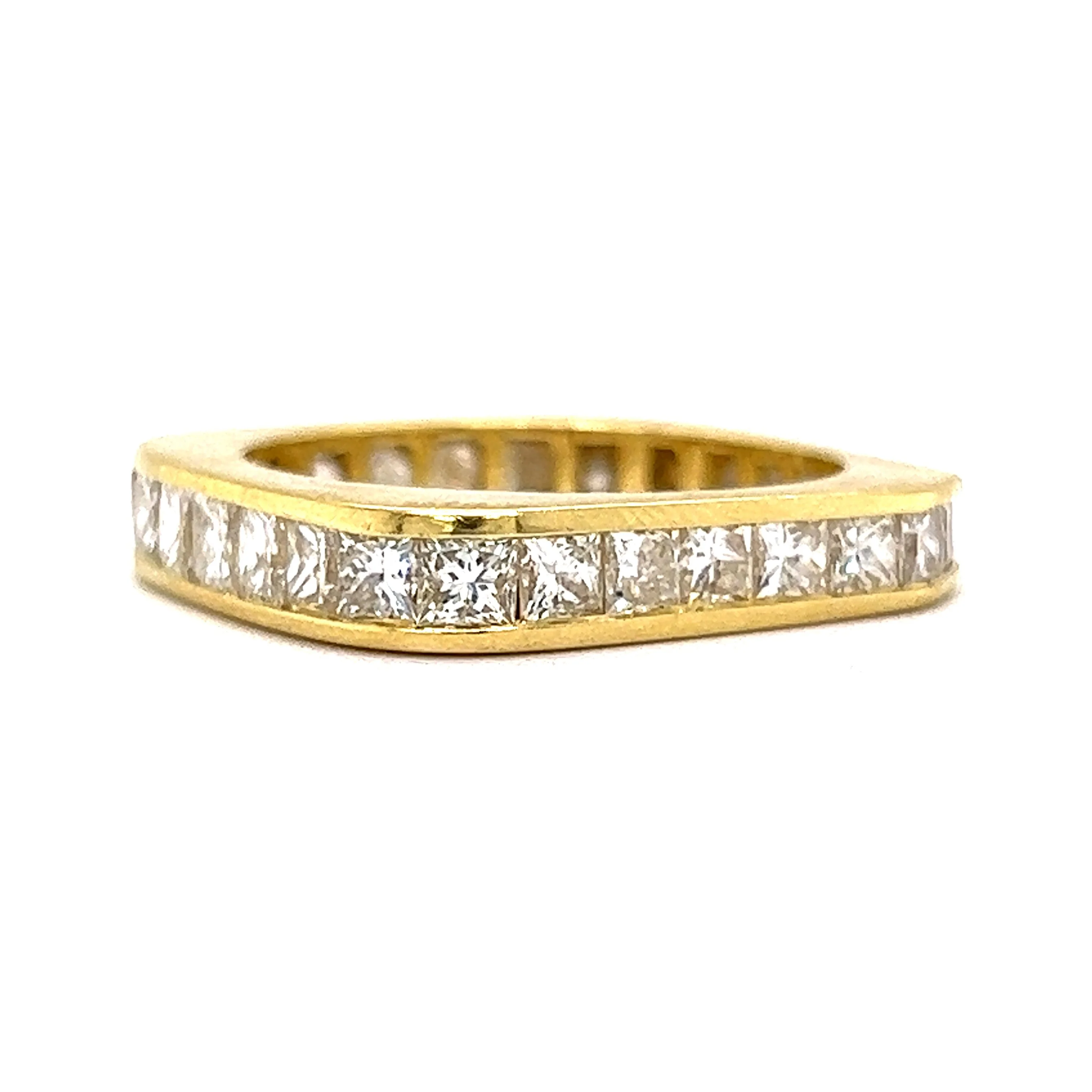 Princess Cut Square Eternity Stacking Ring in 18k Yellow Gold - Image 4