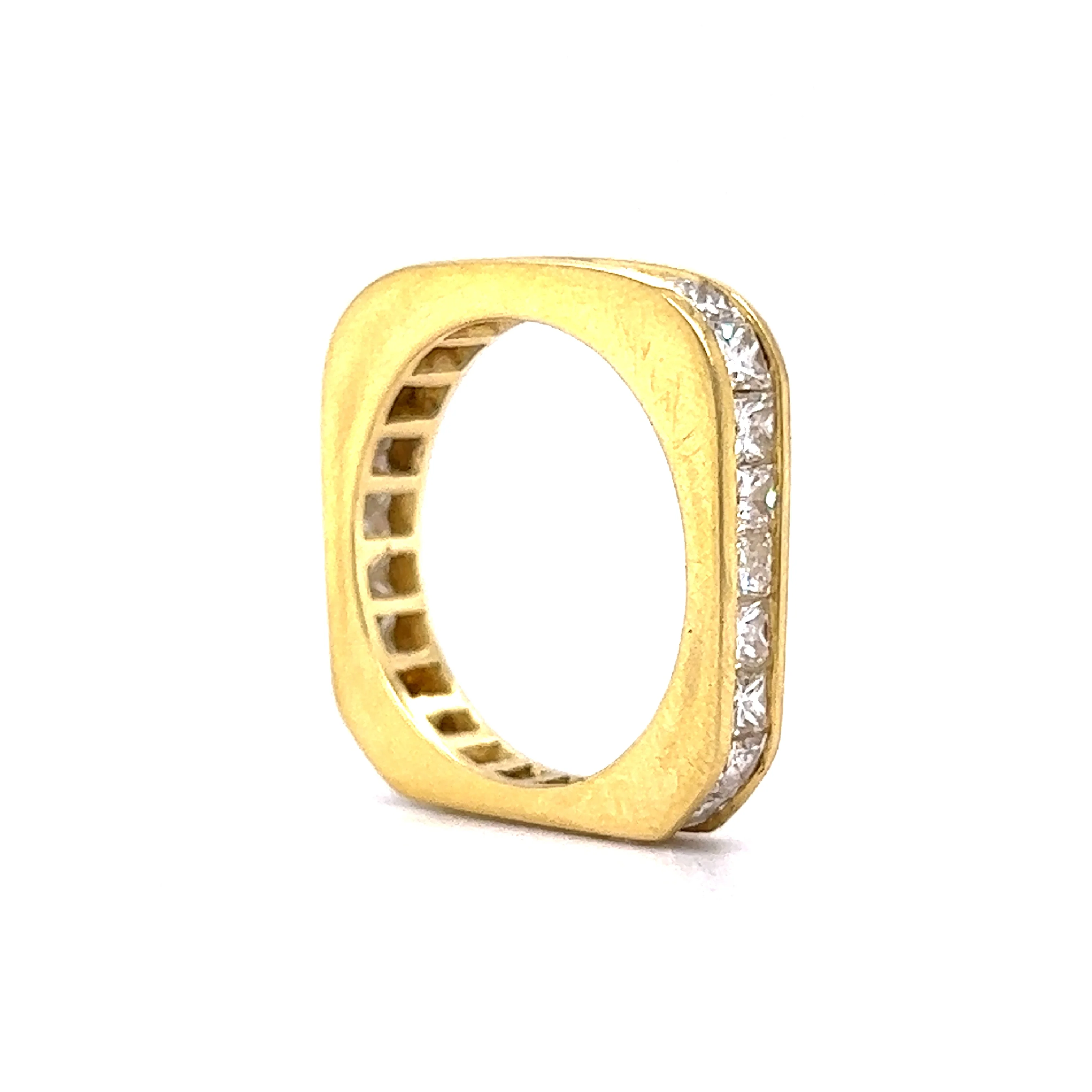 Princess Cut Square Eternity Stacking Ring in 18k Yellow Gold - Image 6
