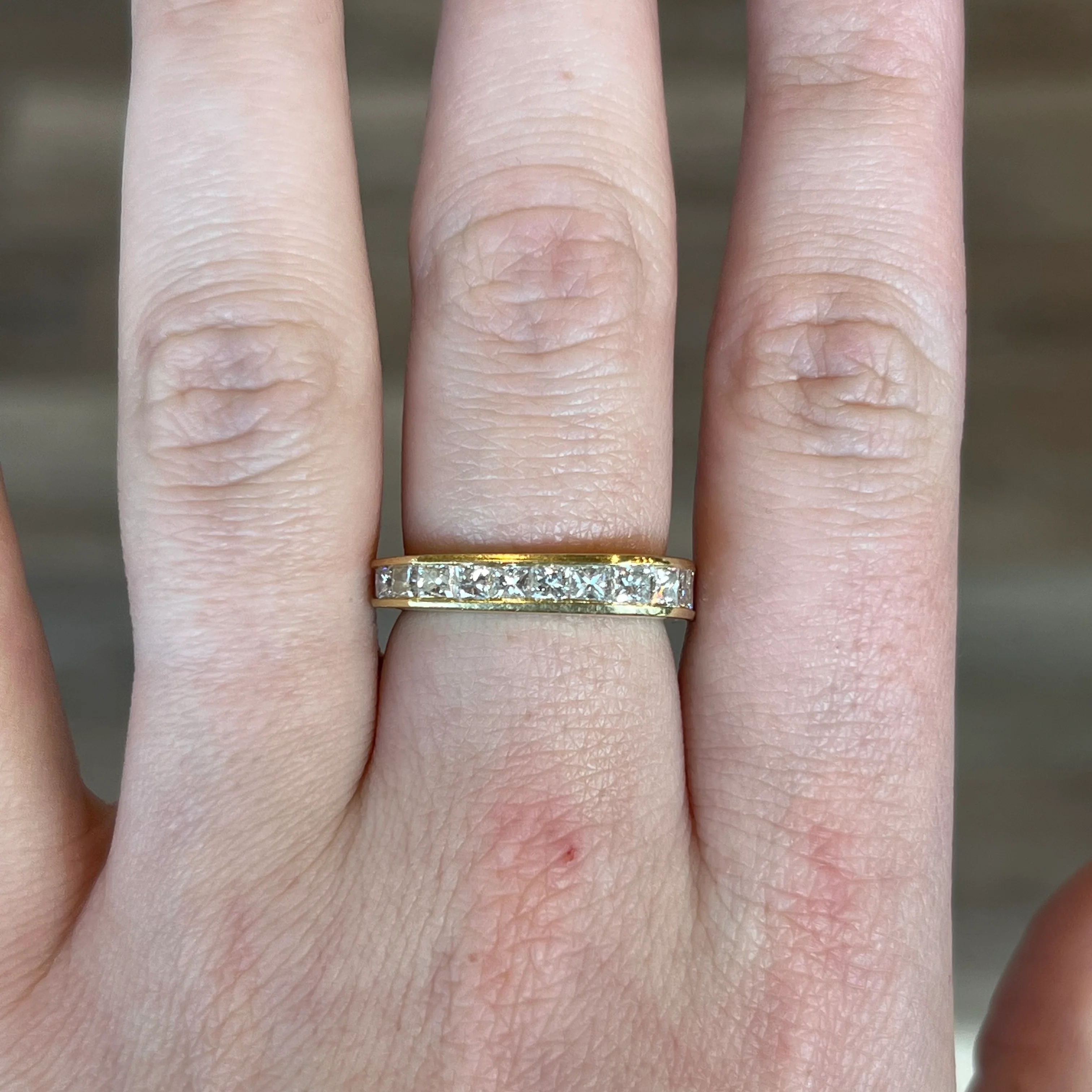 Princess Cut Square Eternity Stacking Ring in 18k Yellow Gold - Image 7