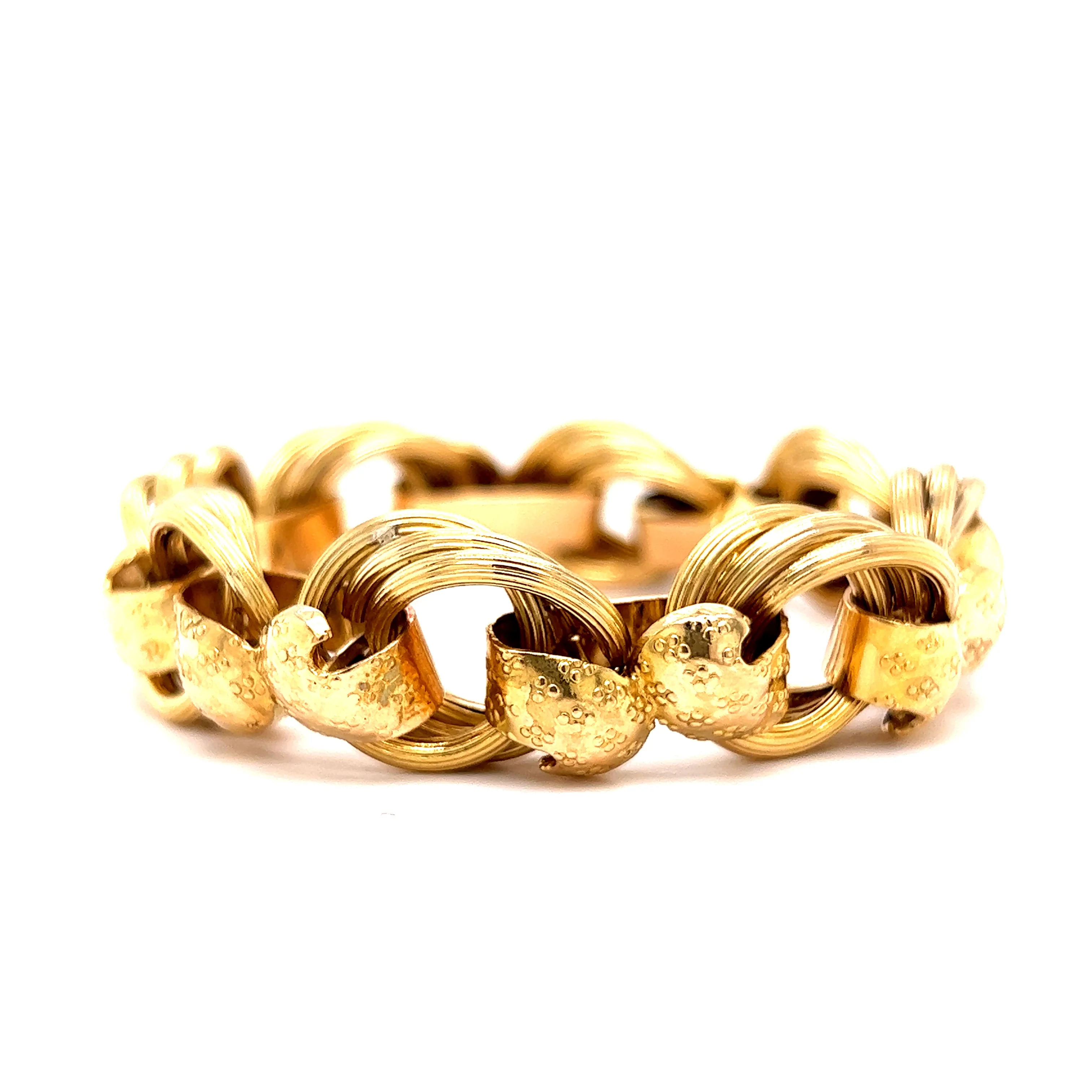 Modern Multi-Textured Heavy Link Bracelet in 18k Yellow Gold - Image 2
