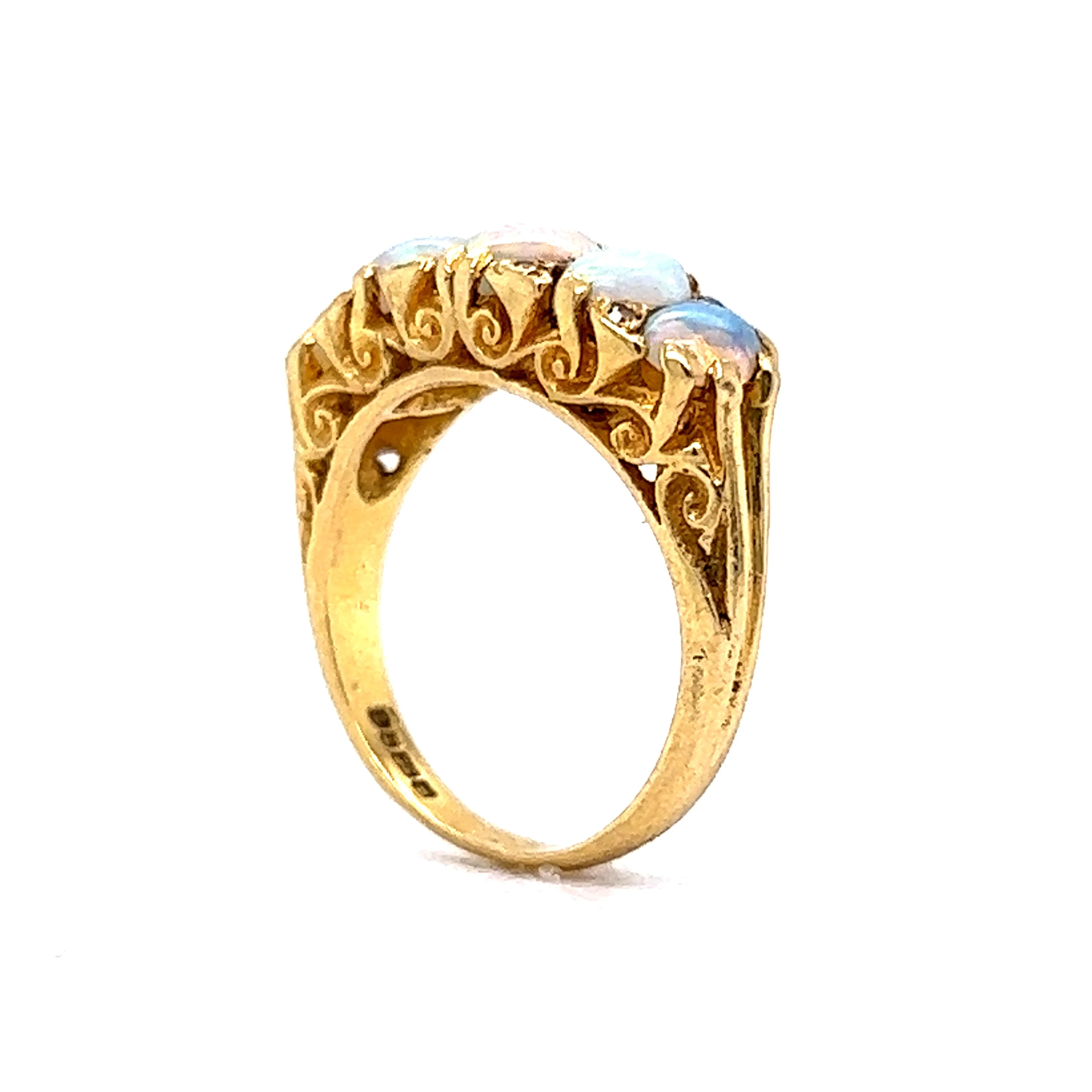 Antique Victorian Cabochon Opal Ring in 14k Yellow Gold - Image 5