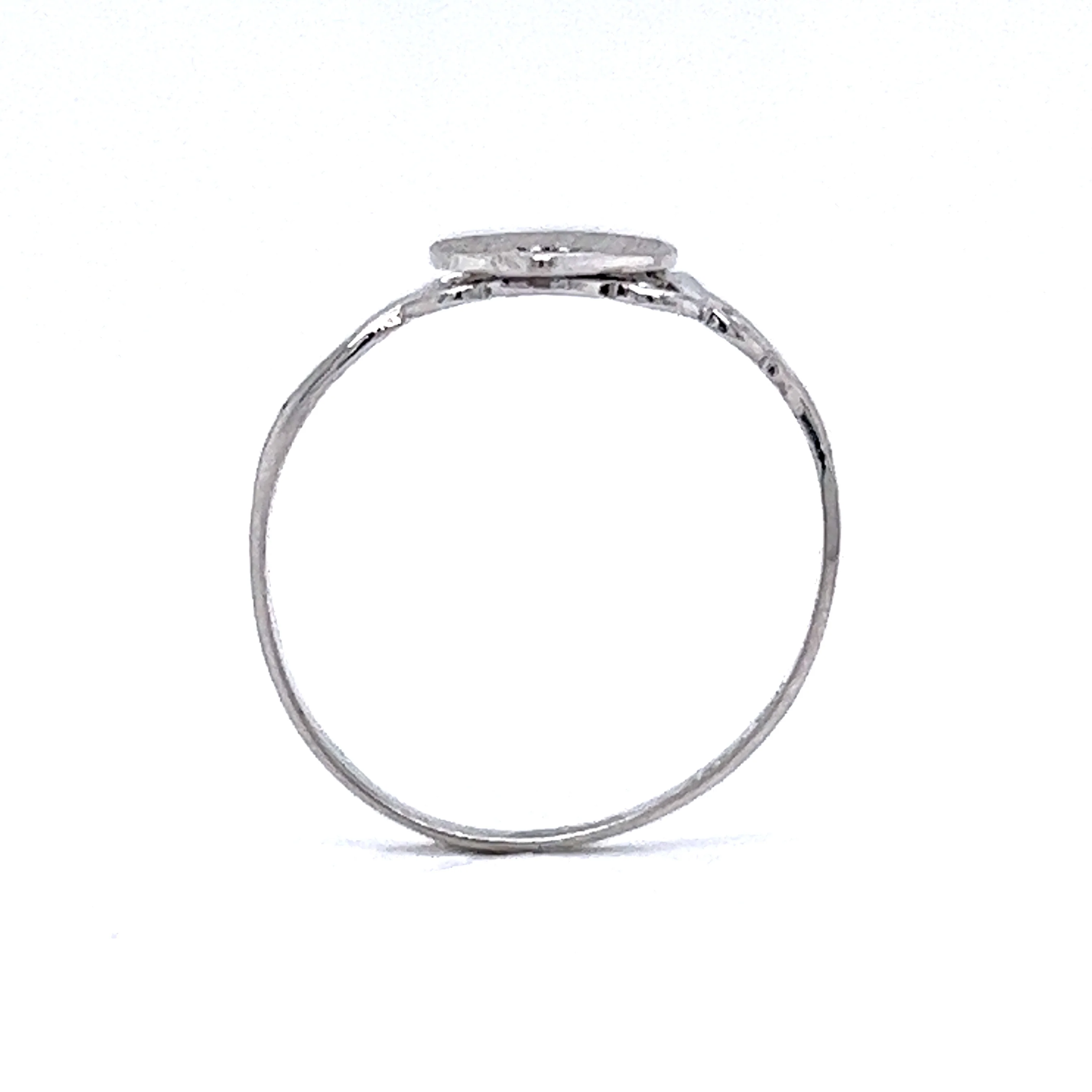 Round Brilliant Cut Diamond Signet Ring in 10k White Gold - Image 4