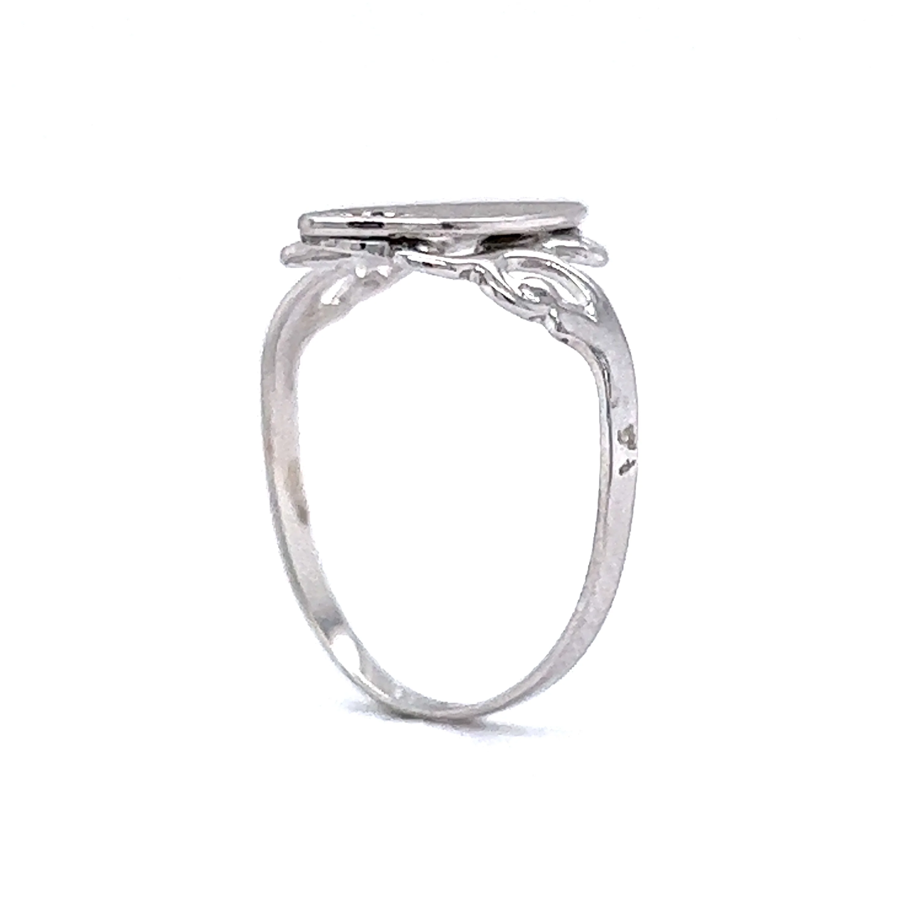 Round Brilliant Cut Diamond Signet Ring in 10k White Gold - Image 5