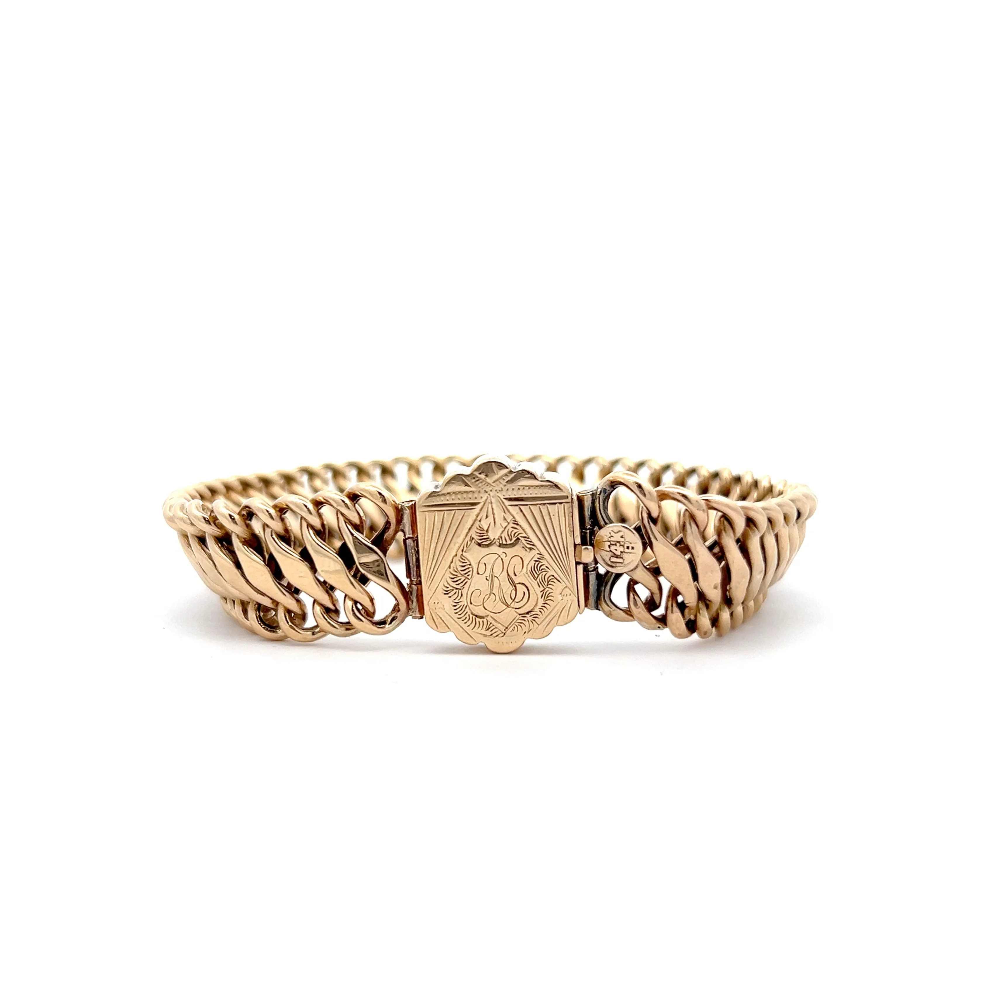 Victorian Link Bracelet w/ Engraving in 14k Yellow Gold