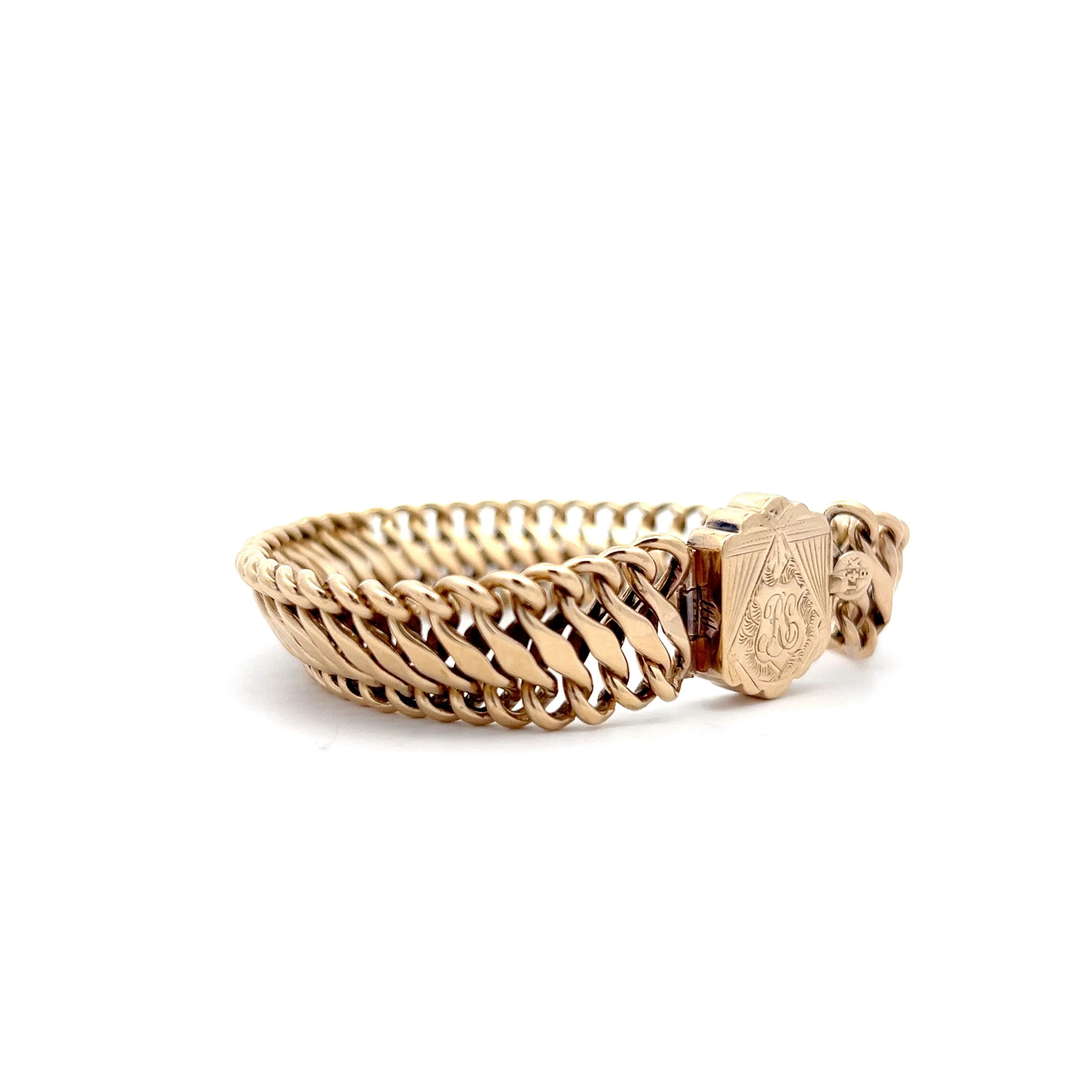 Victorian Link Bracelet w/ Engraving in 14k Yellow Gold - Image 3