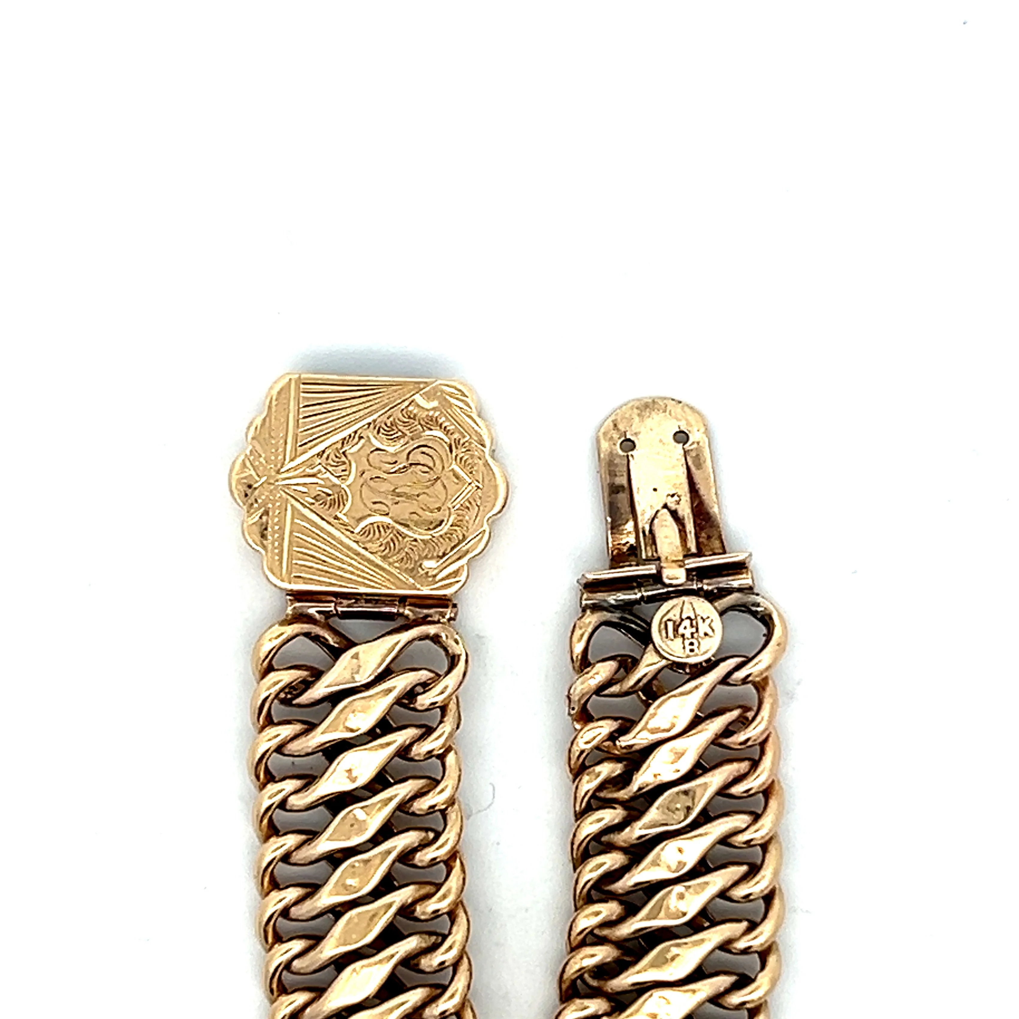 Victorian Link Bracelet w/ Engraving in 14k Yellow Gold - Image 5