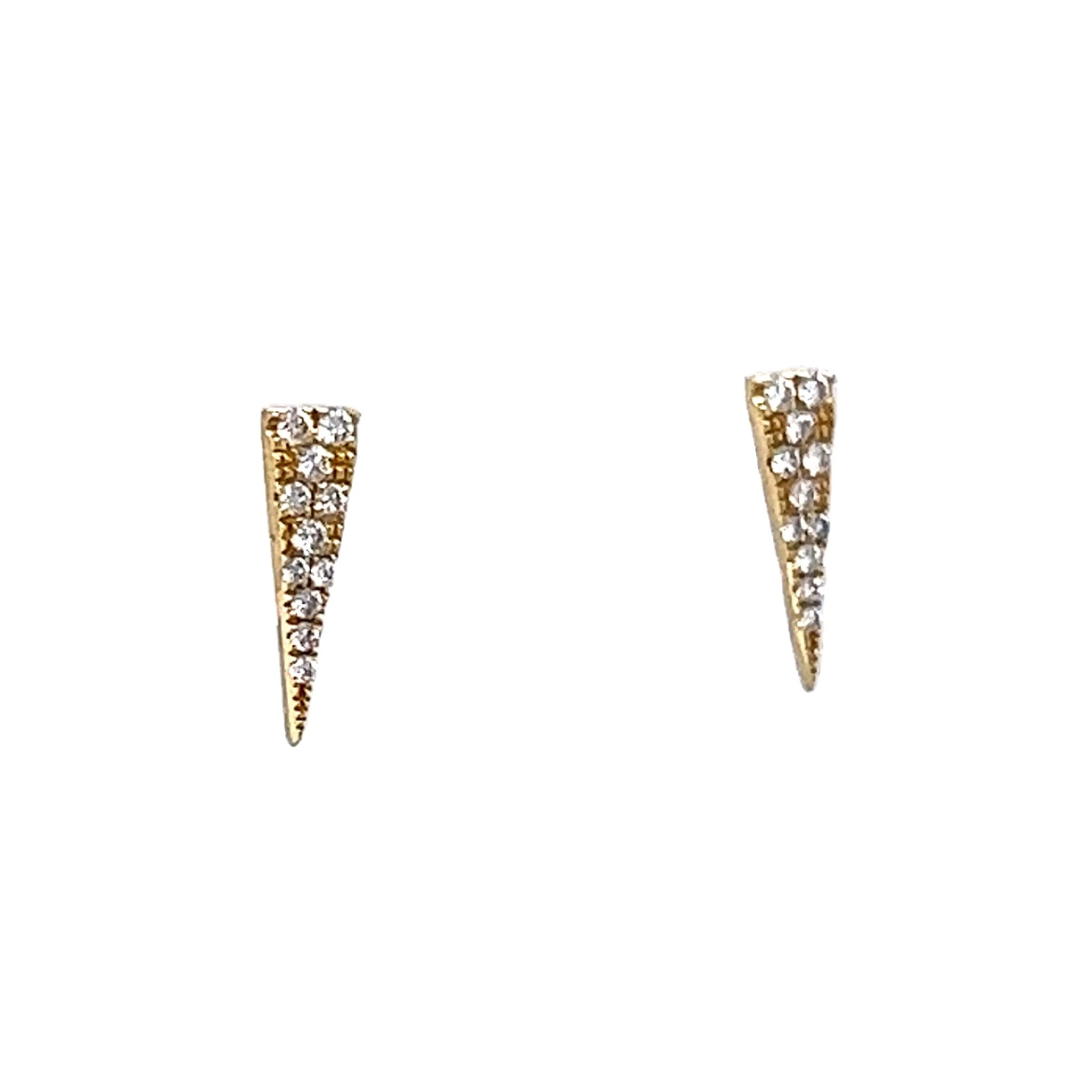 .10 Triangular Diamond Stud Earrings in 14k Yellow Gold - Image 3