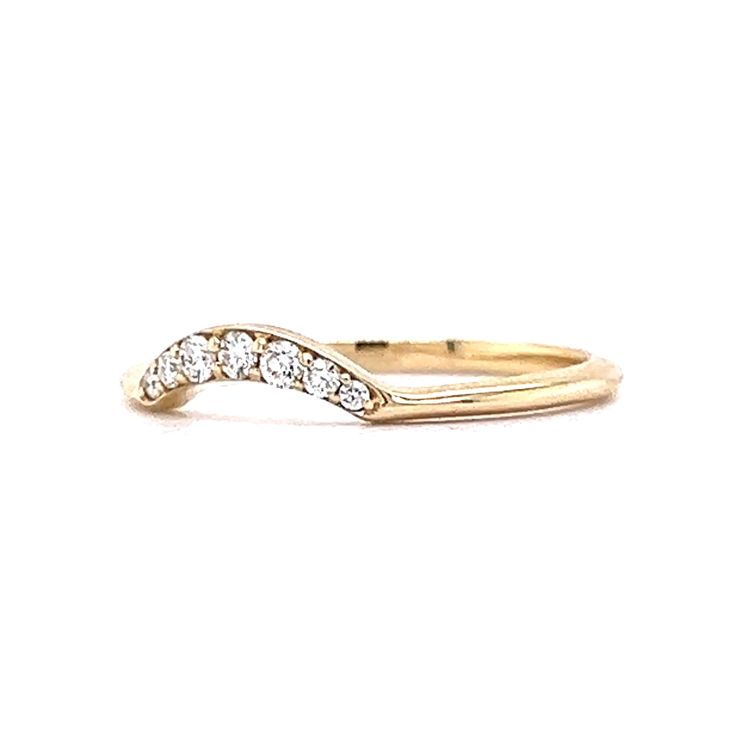 .06 Round Brilliant Diamond Curved Wedding Band in 14k Yellow Gold - Image 2