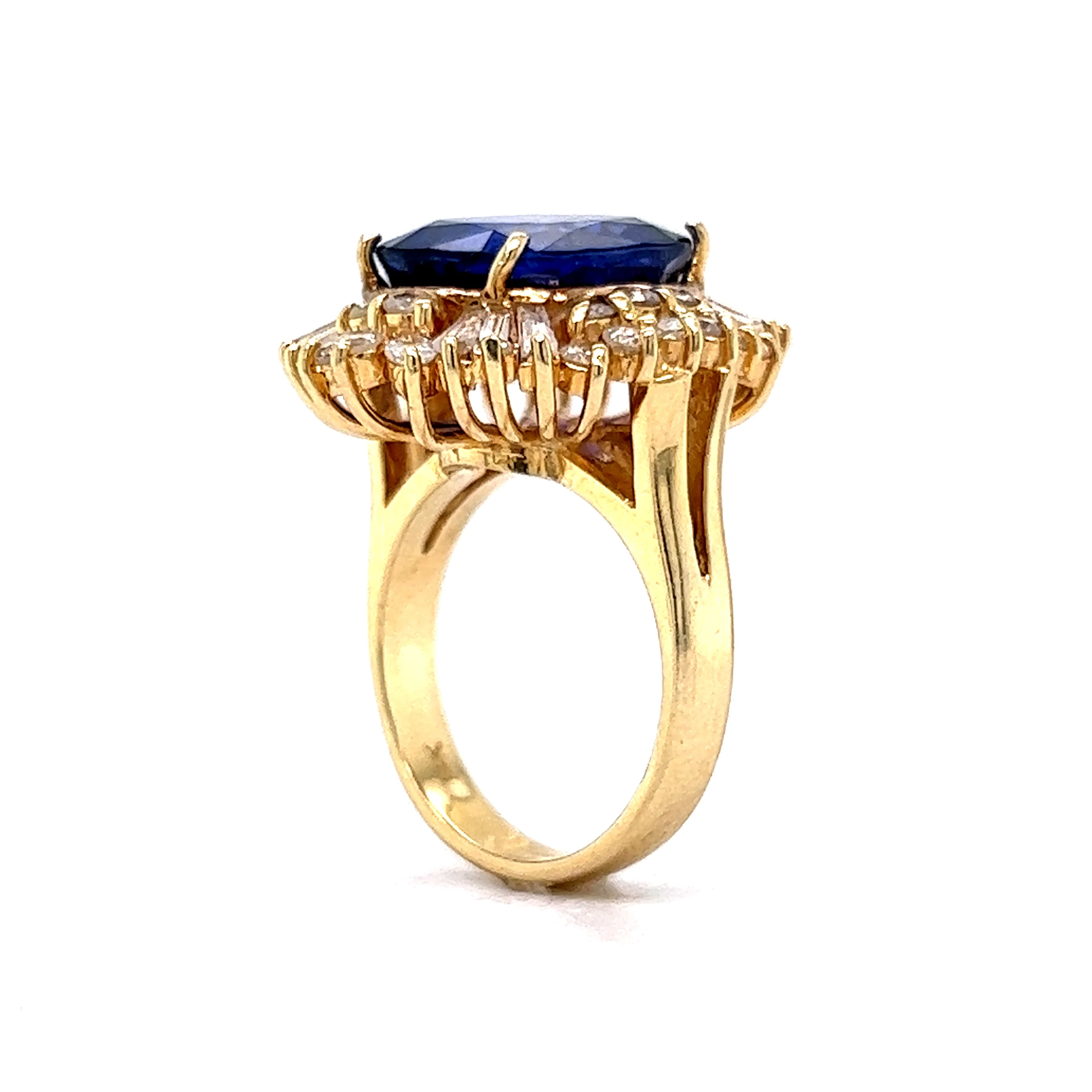 6.80 Oval Cut Tanzanite Cocktail Ring in 14k Yellow Gold - Image 5