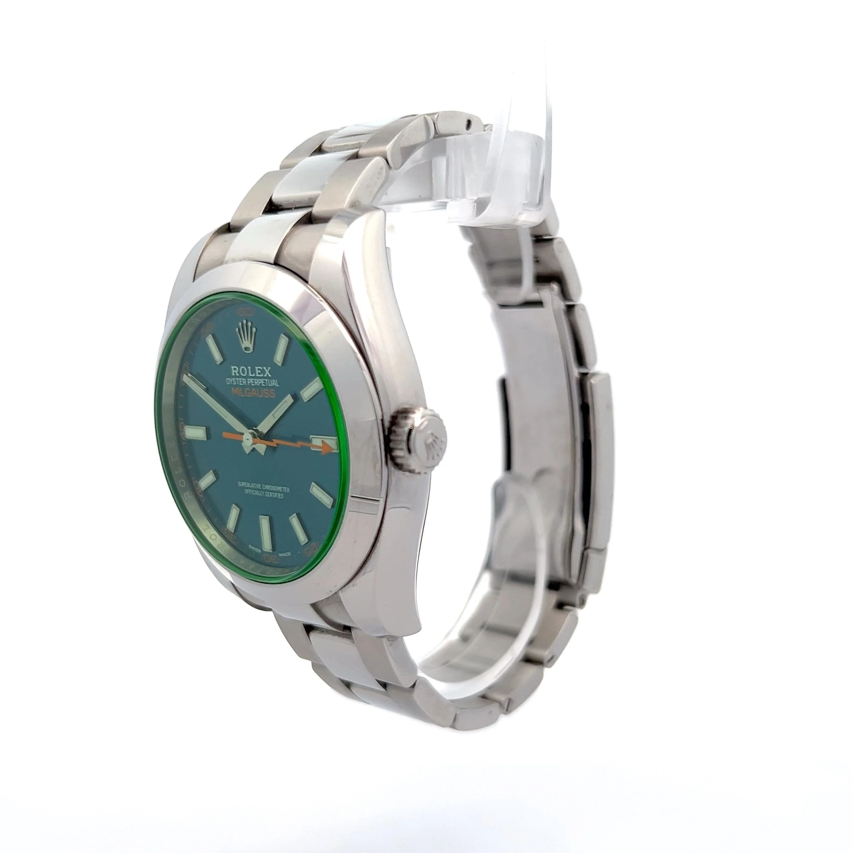 Rolex Milgauss Green Cystal Blue Dial Ref 116400GV in Stainless Steel - Image 2