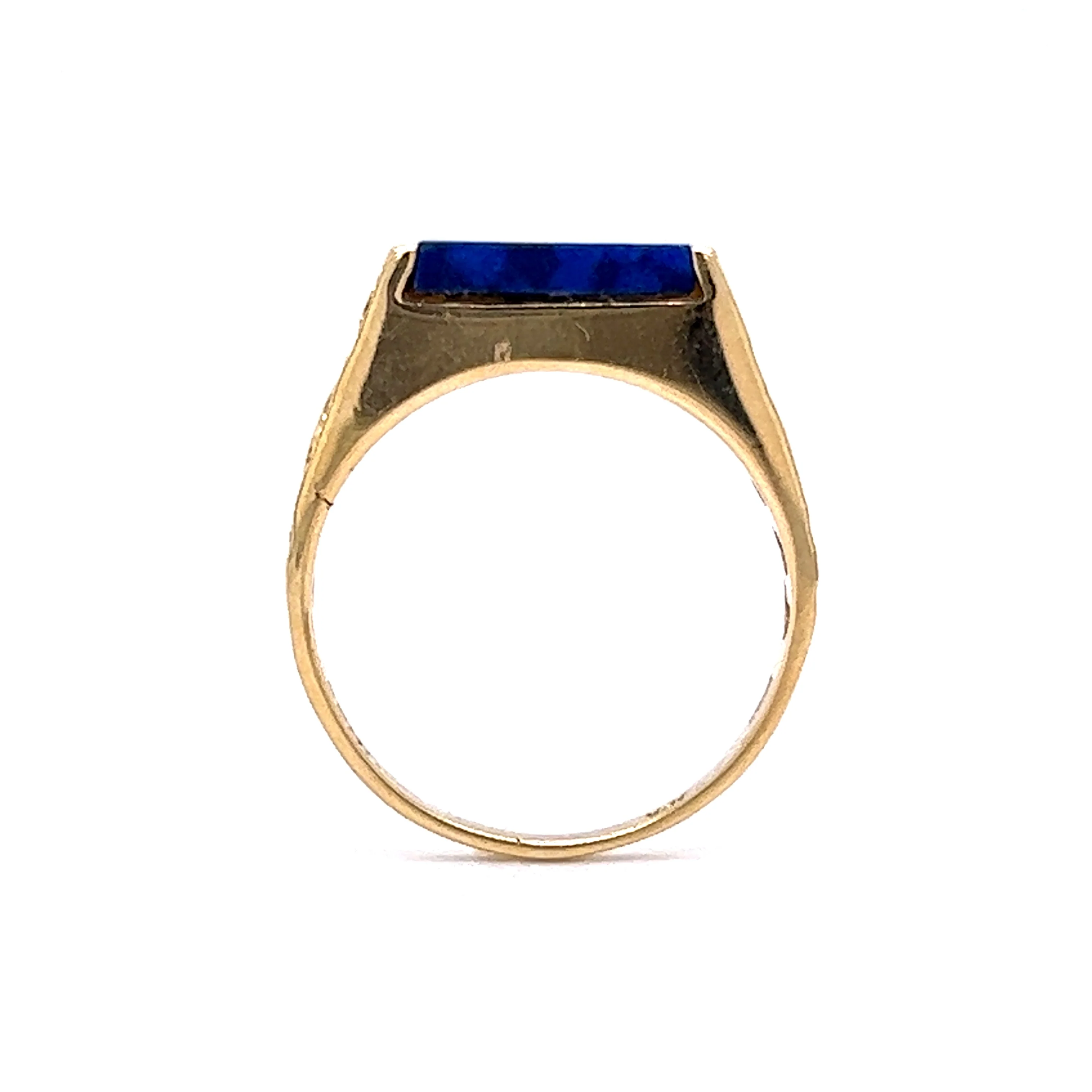 Mid-Century Lapis Ring with Organic Texture in 18k Yellow Gold - Image 4