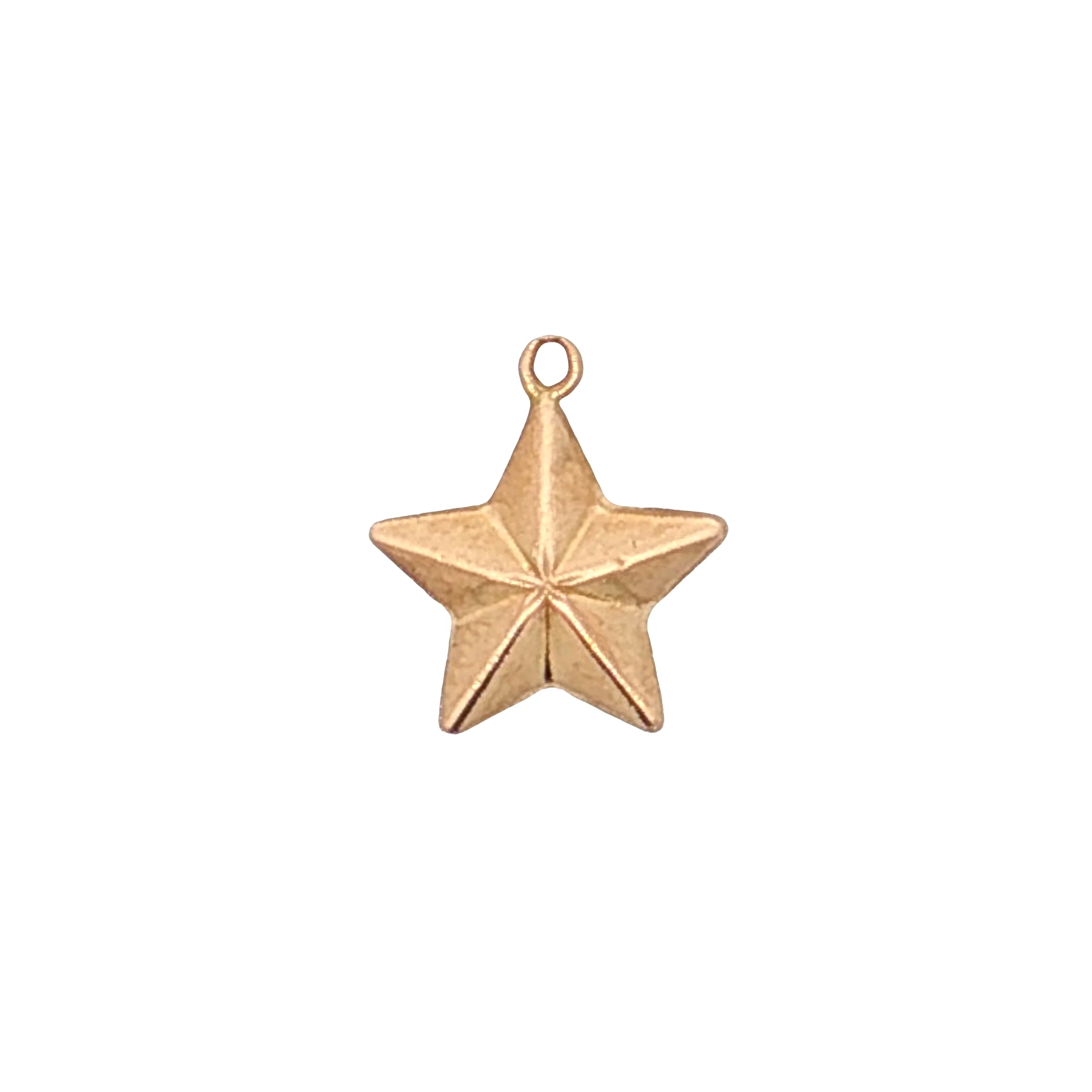Puffy Star Charm 14k Yellow Gold