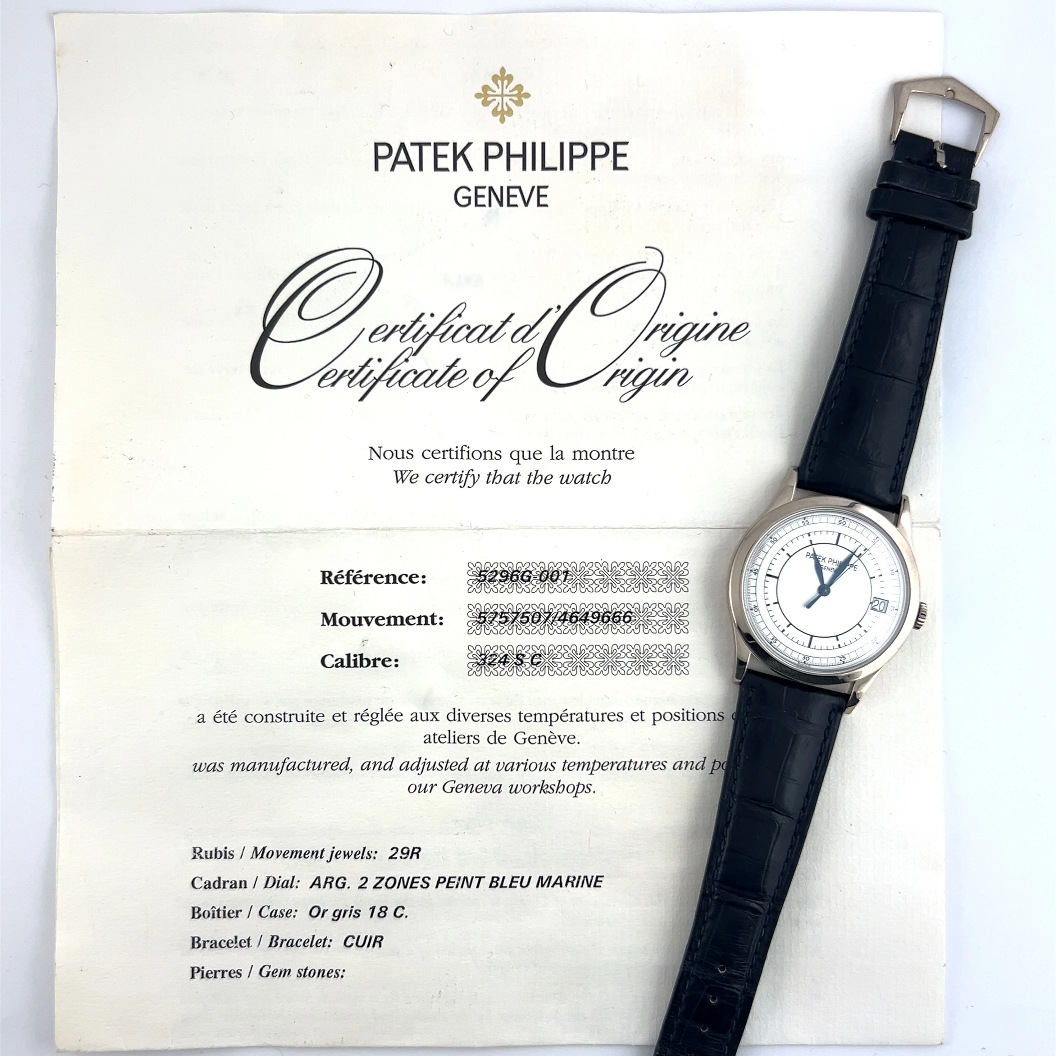 Patek Philippe Calatrava 5296G Sector Dial in 18k White Gold - Image 6