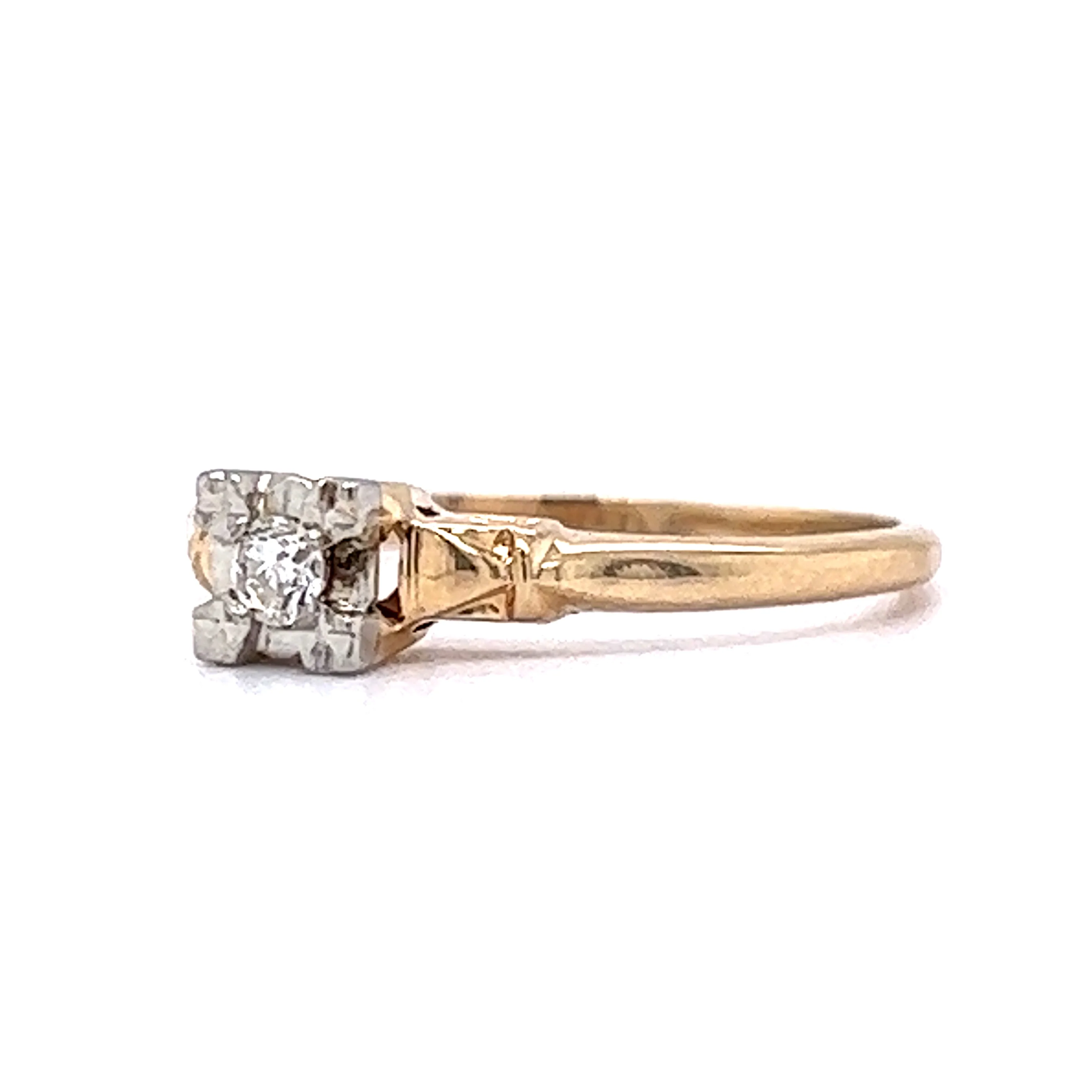 Vintage .07 Round Brilliant Diamond Solitaire Engagement Ring - Image 2