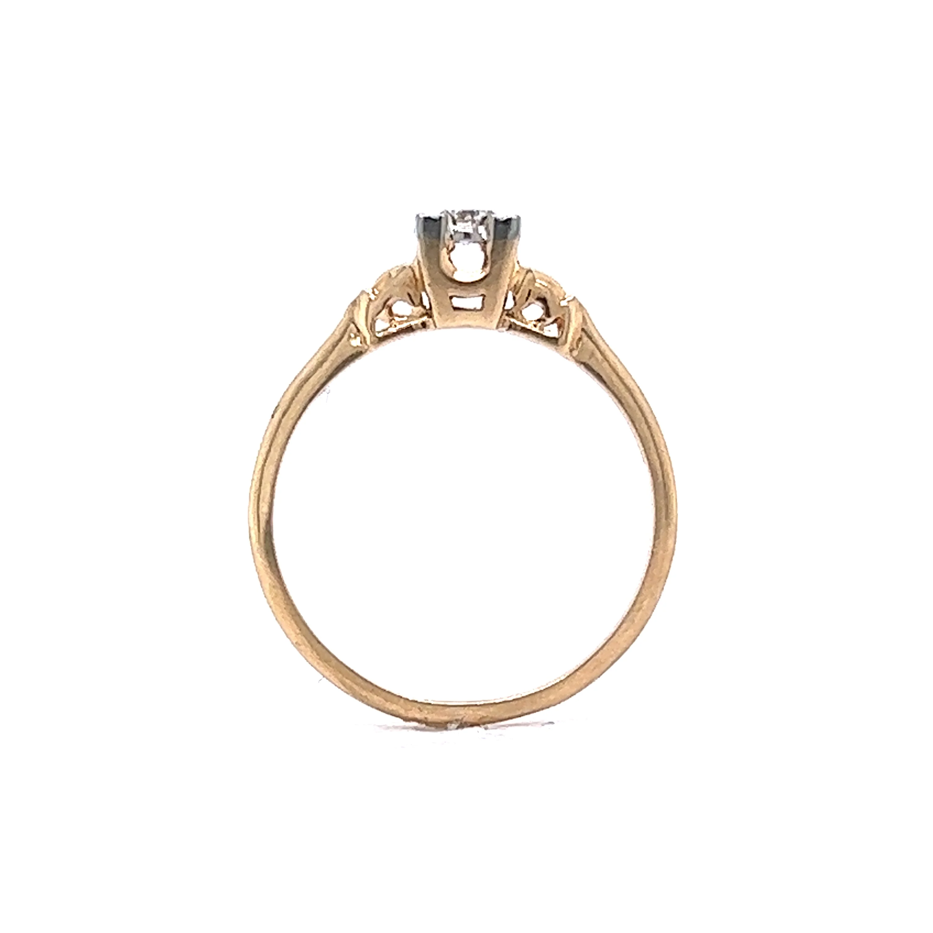 Vintage .07 Round Brilliant Diamond Solitaire Engagement Ring - Image 4
