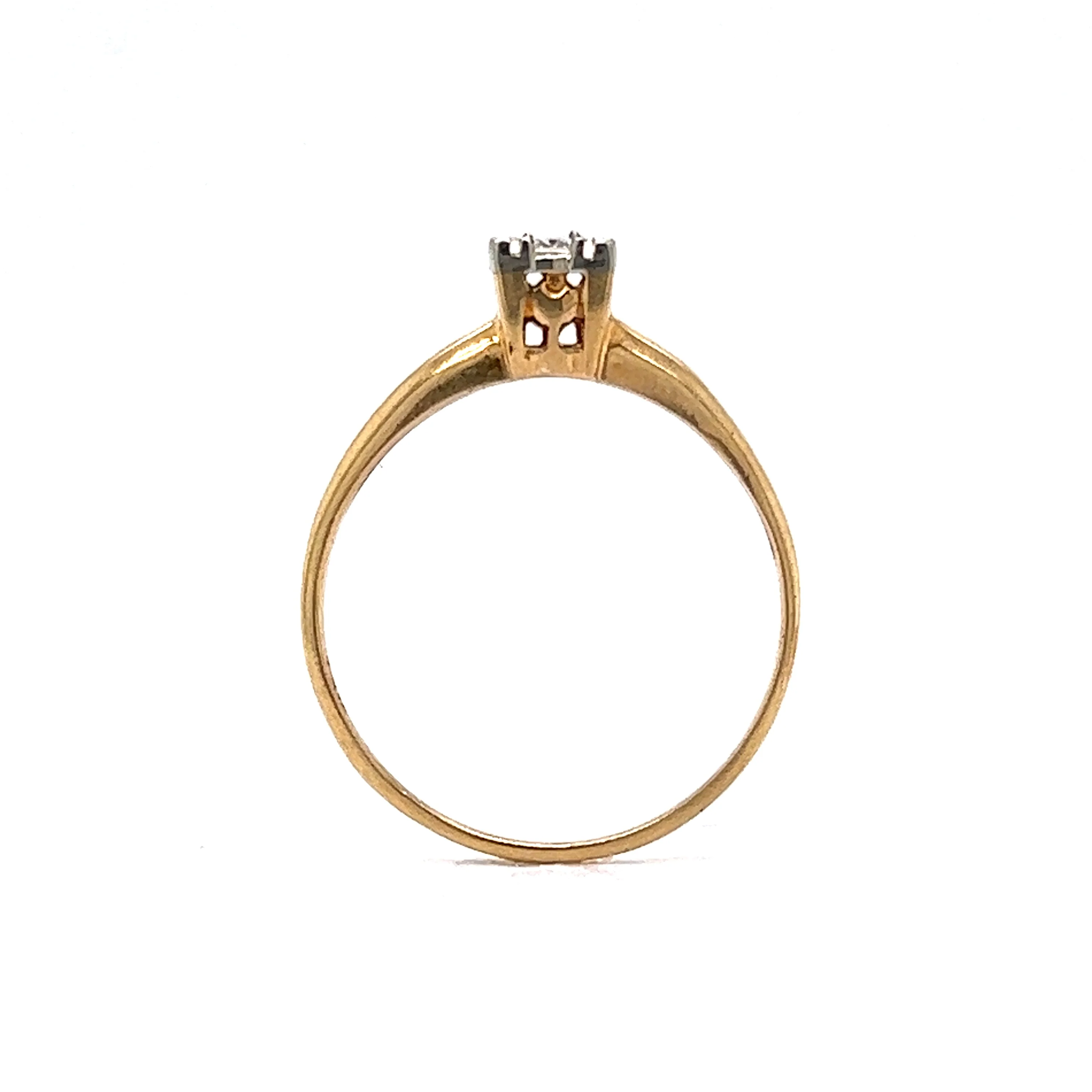 Vintage .08 Transitional Cut Diamond Engagement Ring in 14k Yellow Gold - Image 4