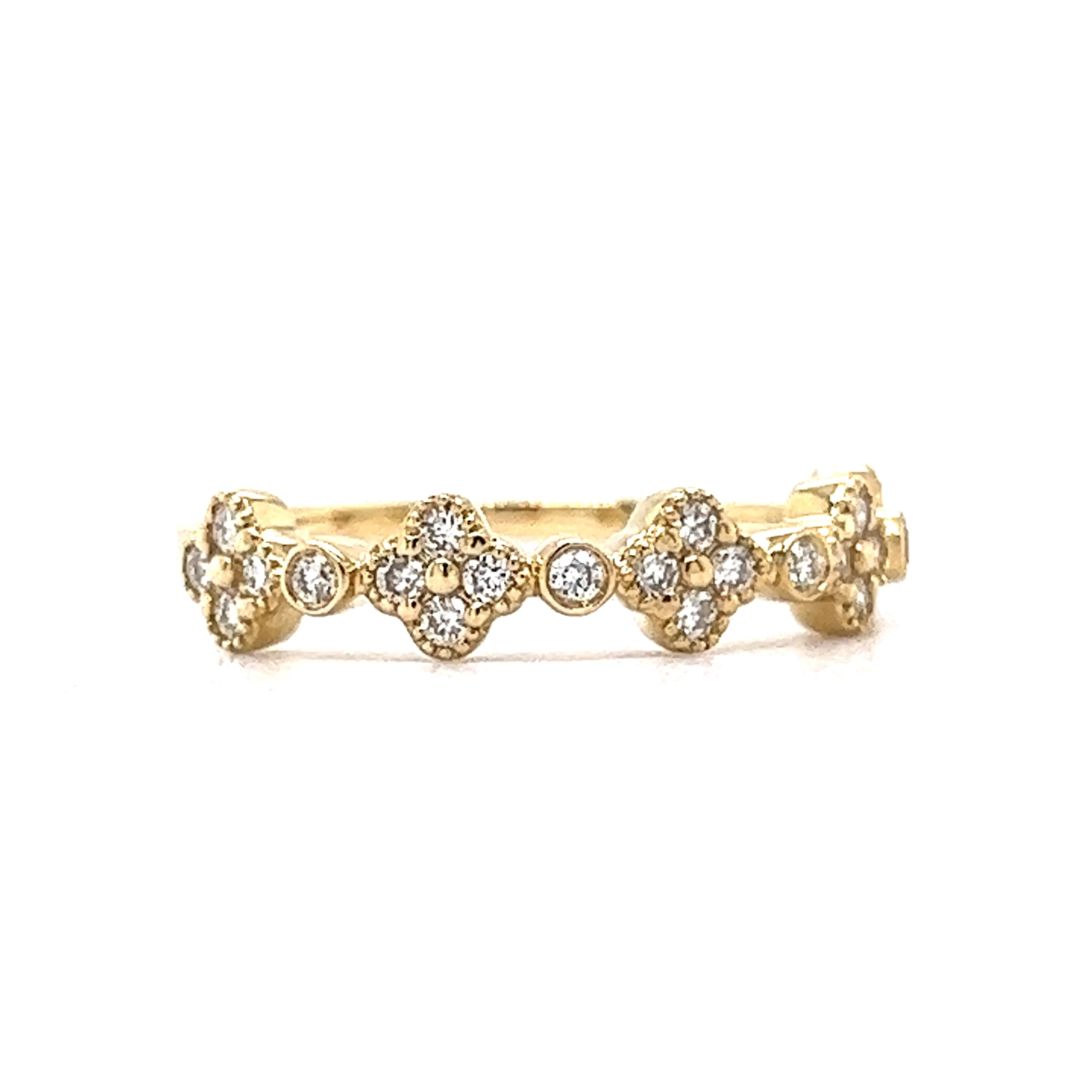 .30 Diamond Milgrain Bezel Stacking Wedding Band in 14k Yellow Gold - Image 3