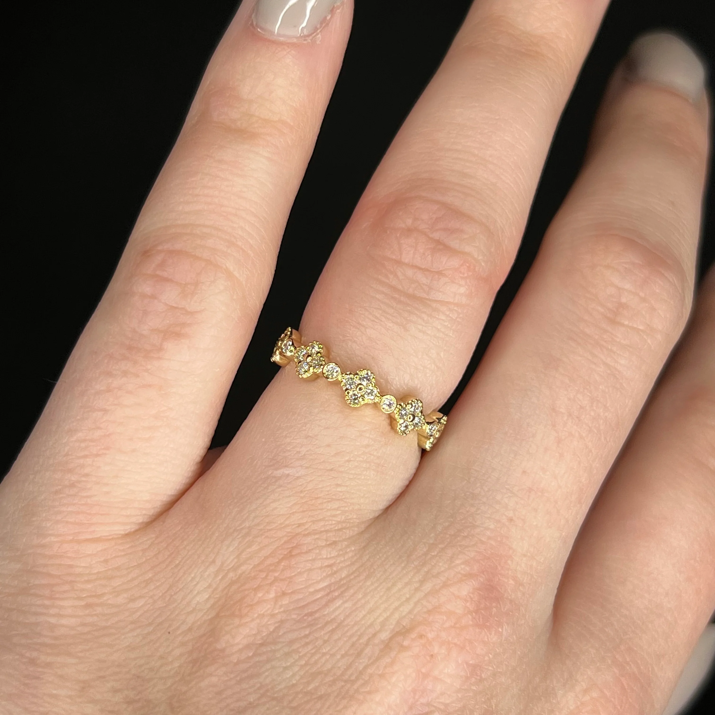 .30 Diamond Milgrain Bezel Stacking Wedding Band in 14k Yellow Gold - Image 6