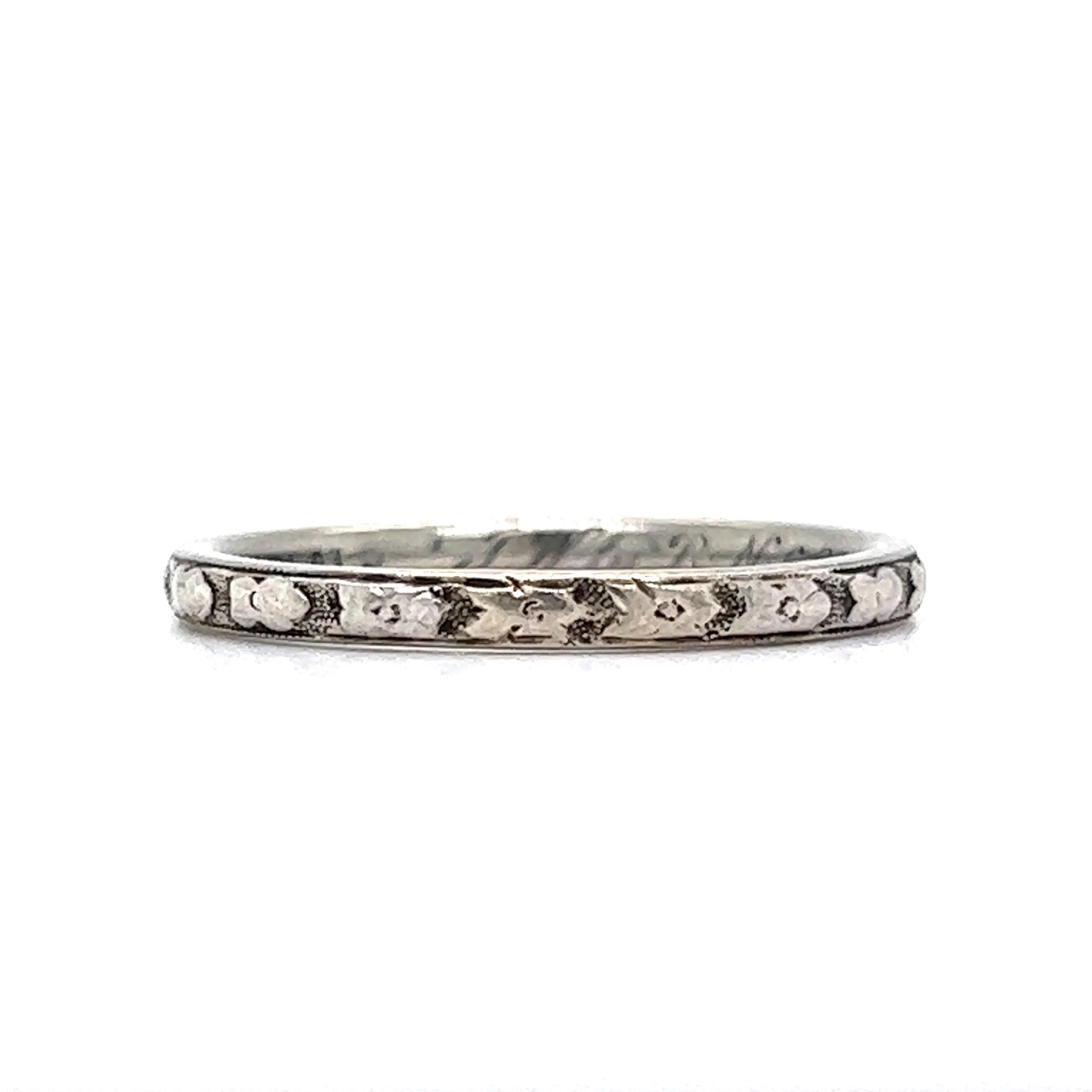 Antique Art Deco Chevron Wedding Band in Platinum & 18k White Gold - Image 2