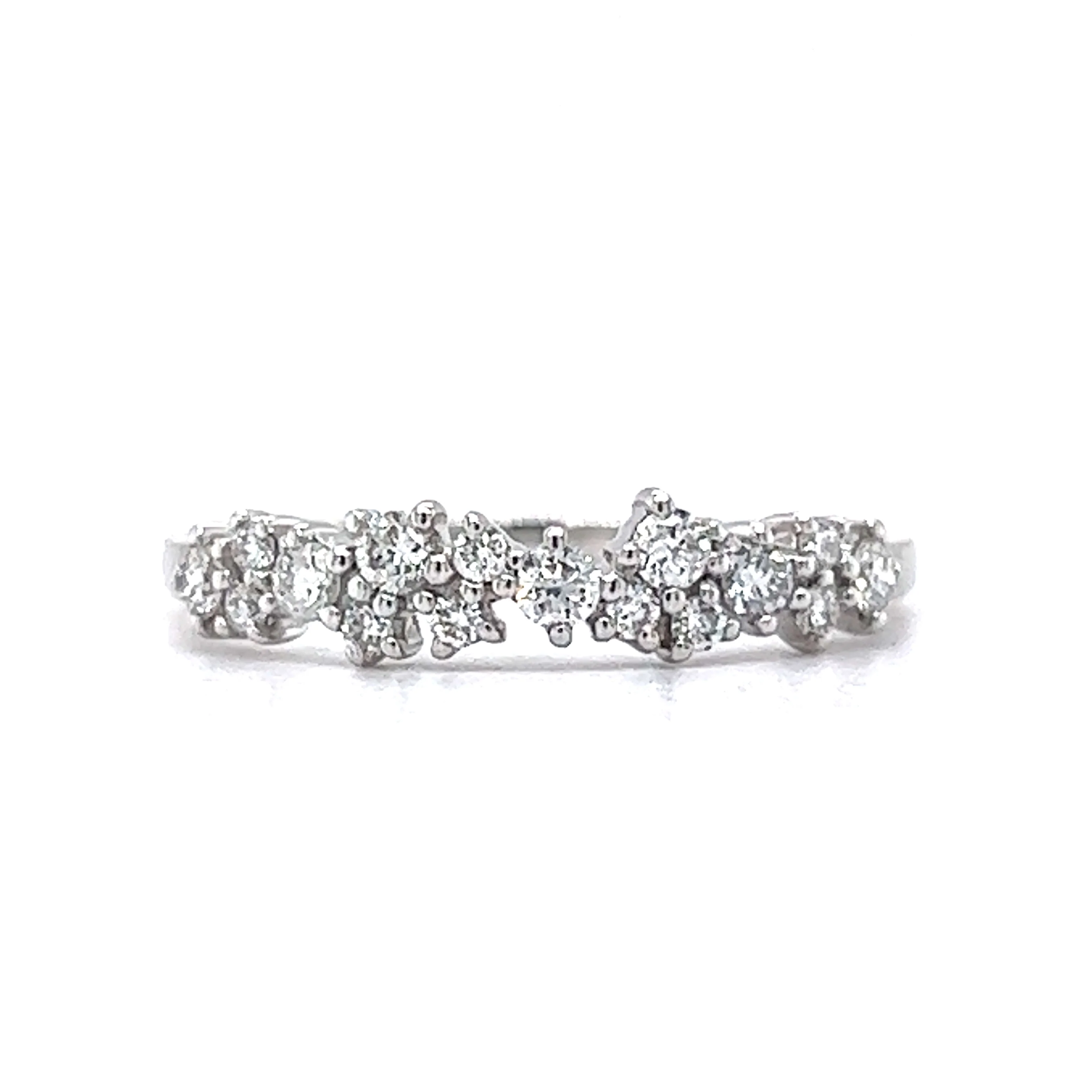 .09 Cluster Diamond Wedding Band in 14k White Gold