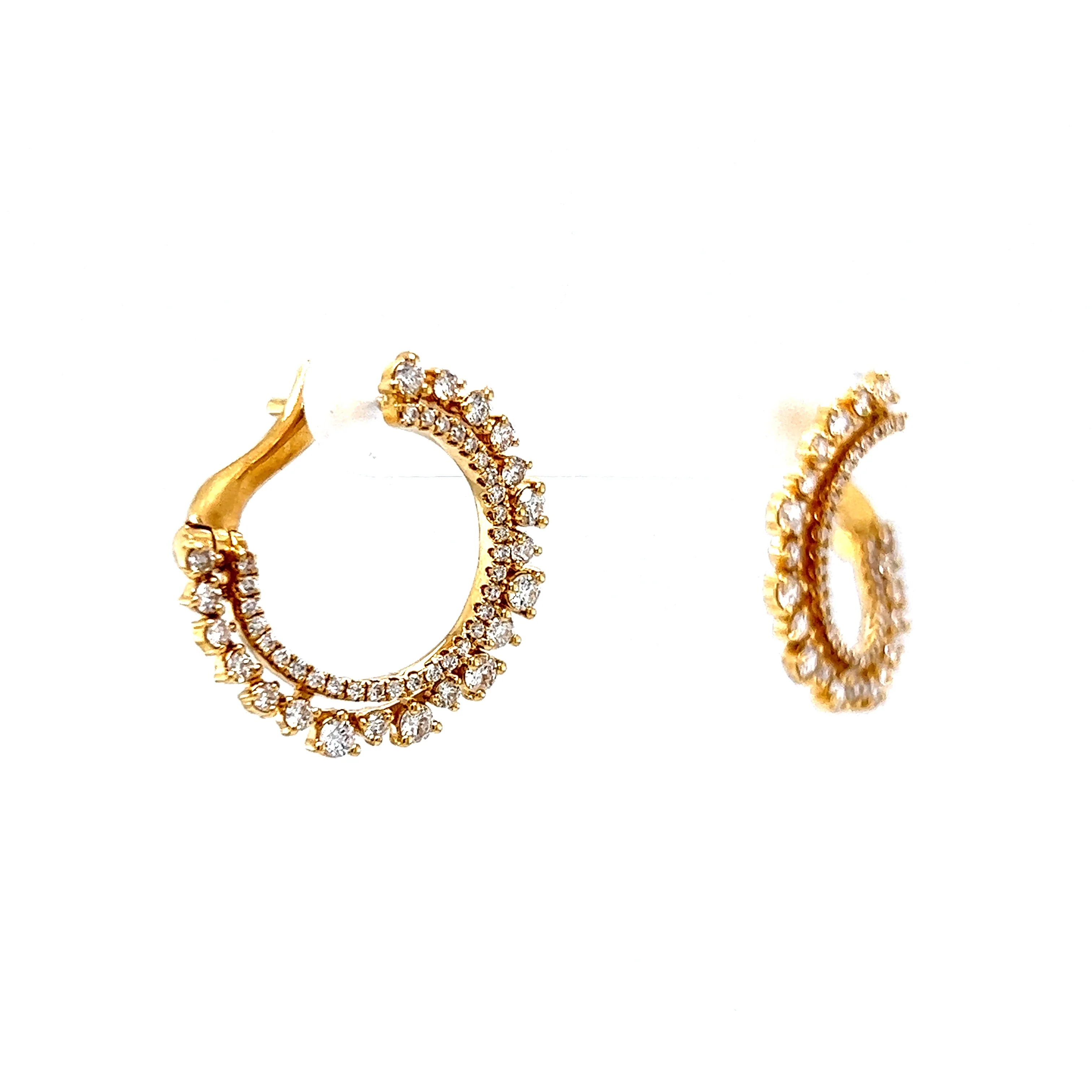 .20 Round Brilliant Diamond Hoop Earrings in 18k Yellow Gold - Image 3
