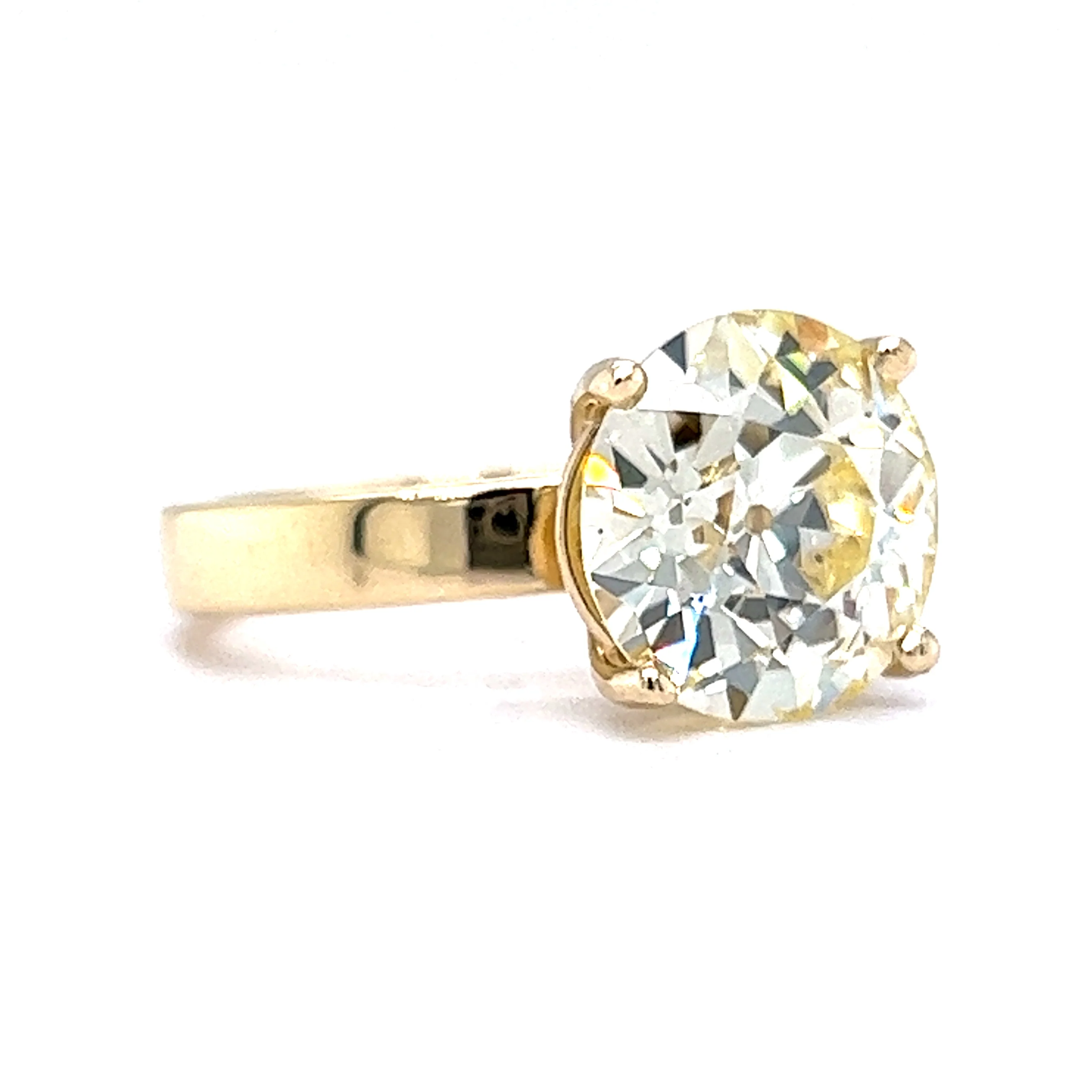 5.24 Old European Cut Diamond Engagement Ring in 14k Yellow Gold - Image 3