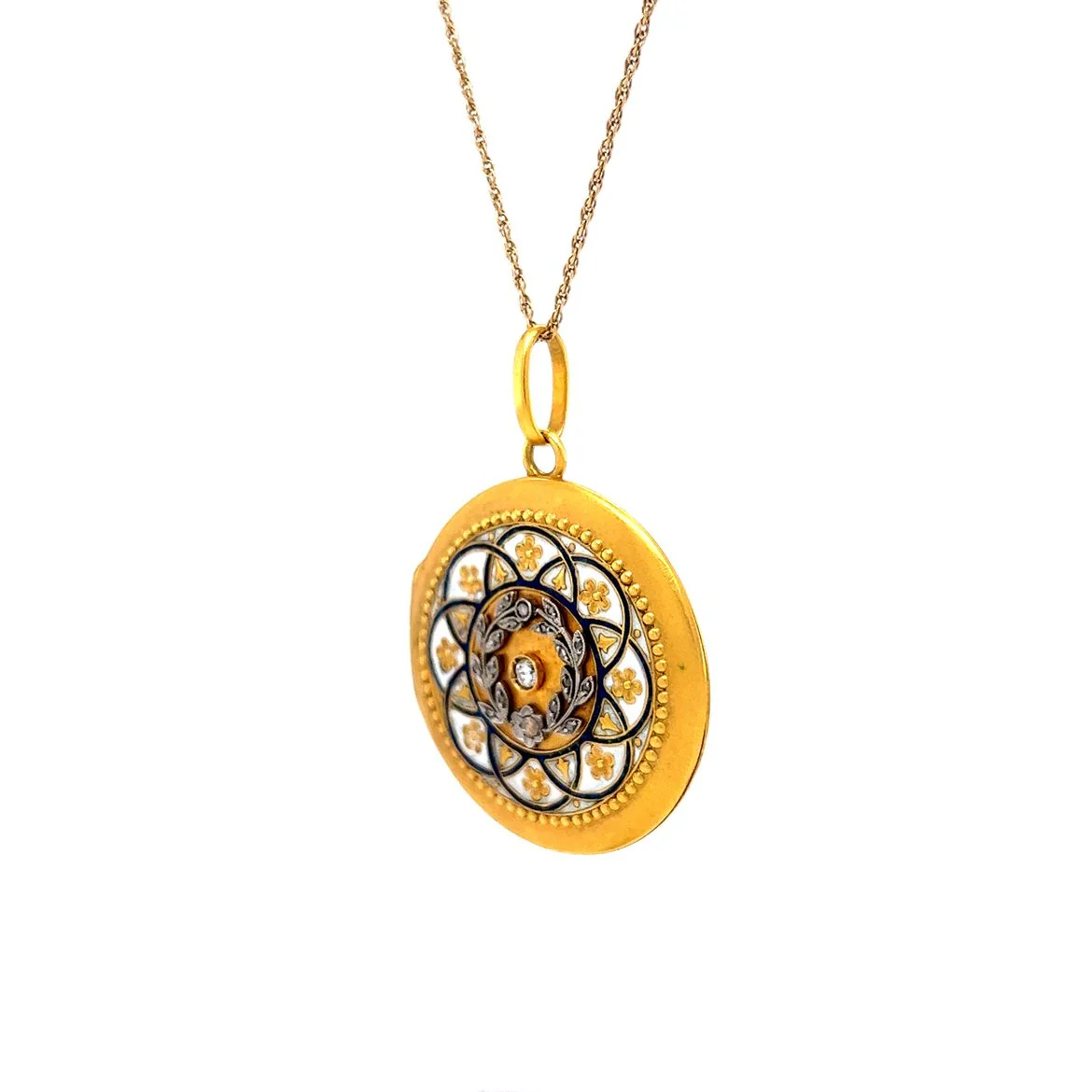Vintage Victorian Diamond Locket Pendant in 14k Yellow Gold - Image 2