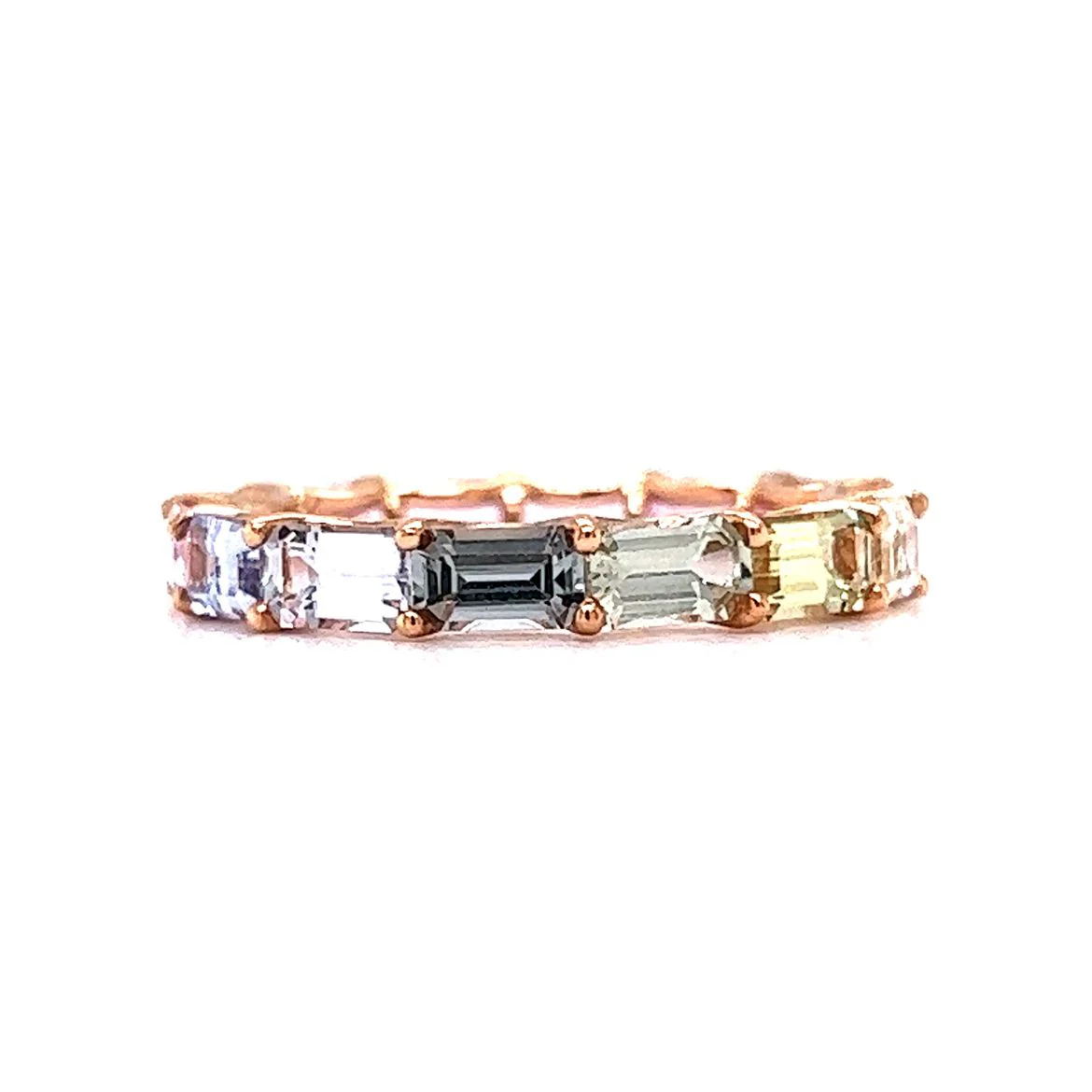 3.36 Emerald Cut Sapphire Eternity Band in 14k Rose Gold - Image 3