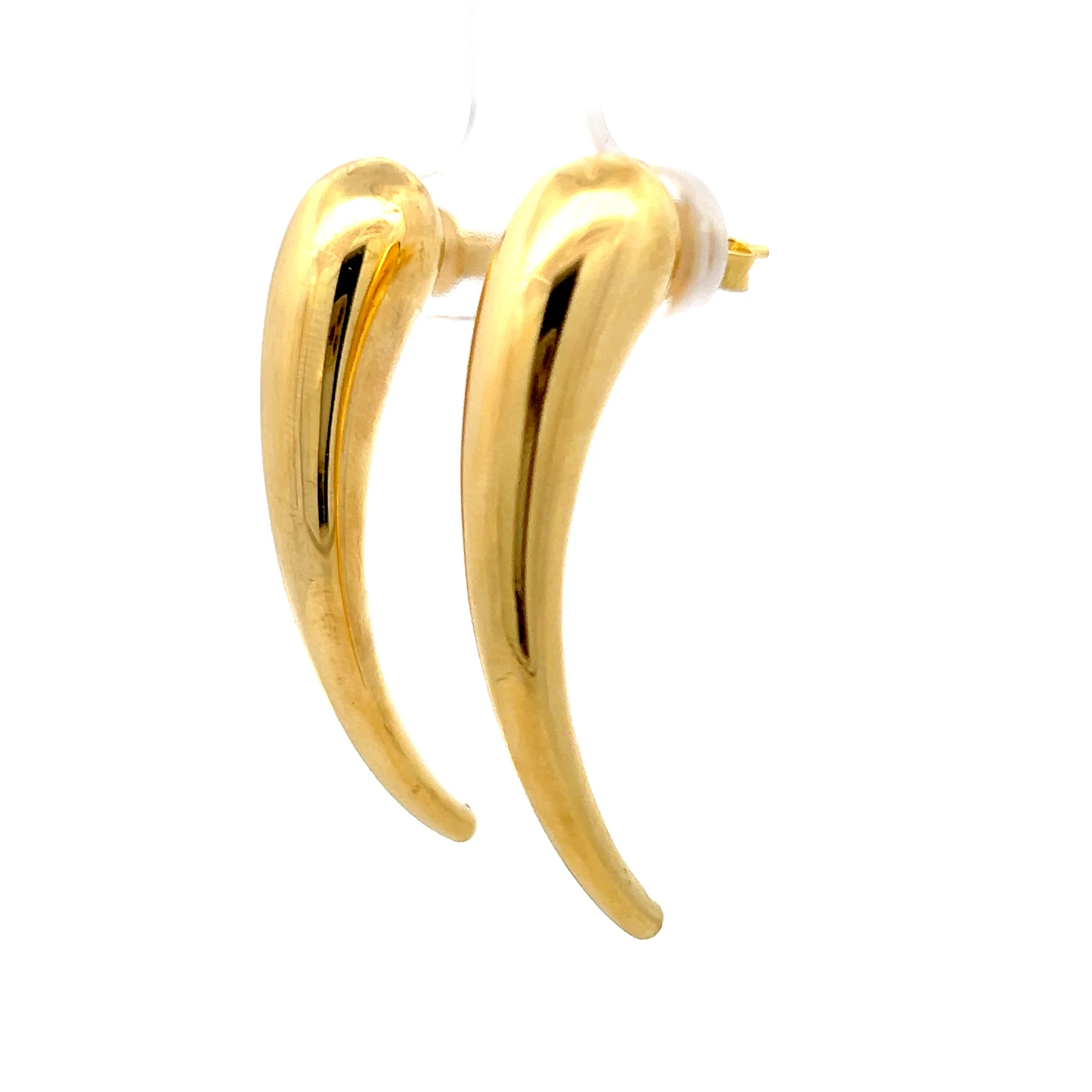 Puffy Claw Shaped Drop Earrings in 14k Yellow Gold - Image 2