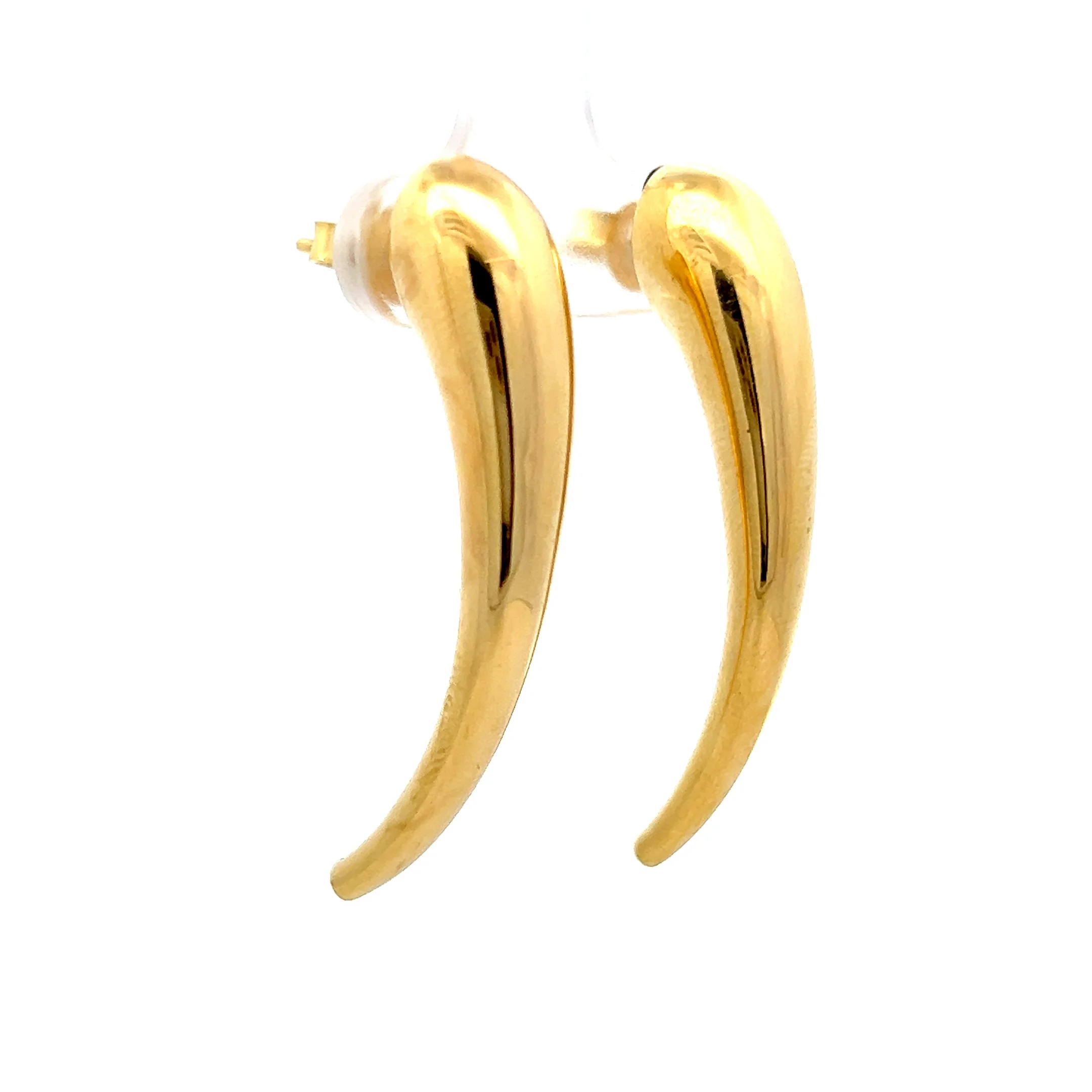 Puffy Claw Shaped Drop Earrings in 14k Yellow Gold - Image 3