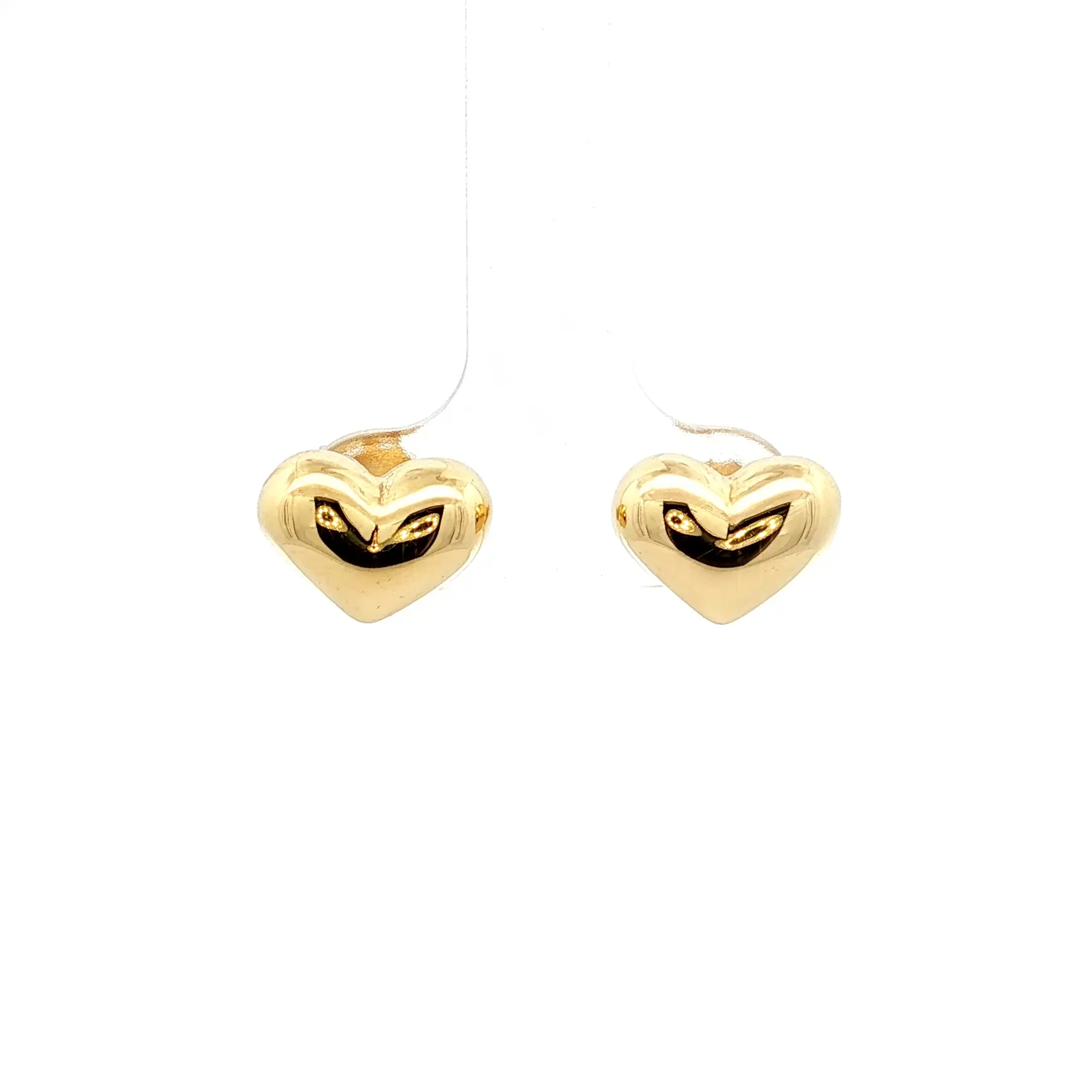 Puffy Heart Shaped Stud Earrings in 14k Yellow Gold