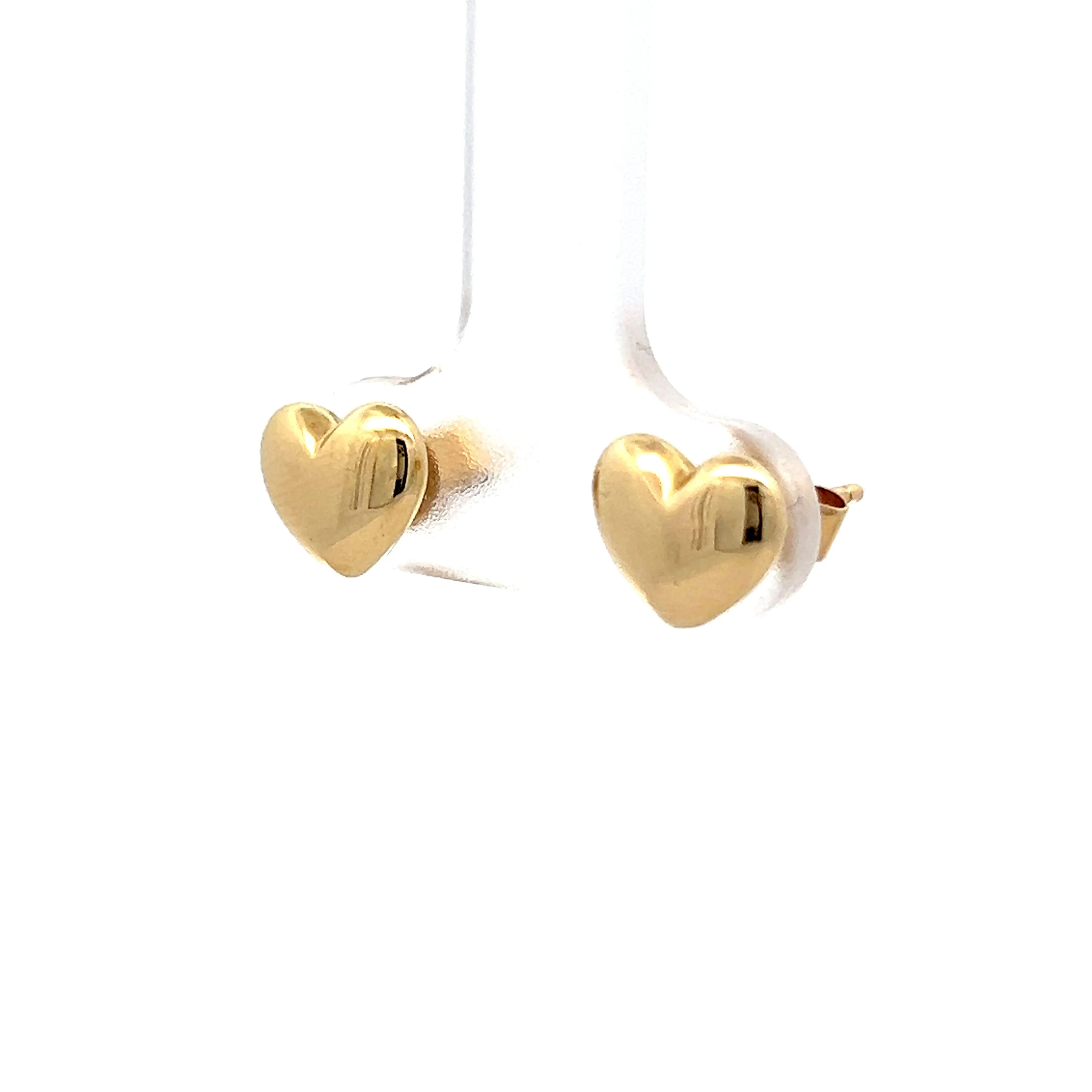 Puffy Heart Stud Earrings in 14k Yellow Gold - Image 2