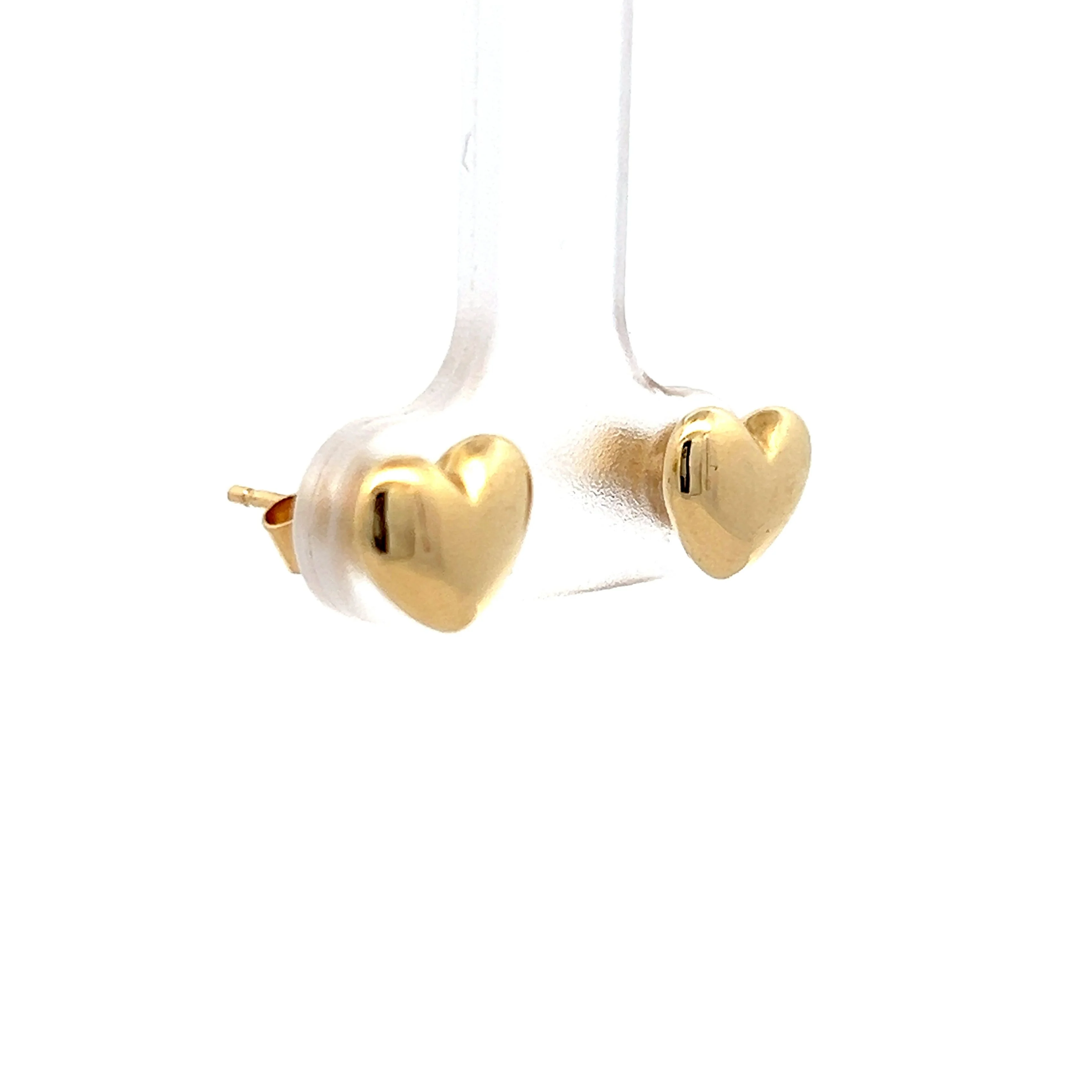 Puffy Heart Stud Earrings in 14k Yellow Gold - Image 3