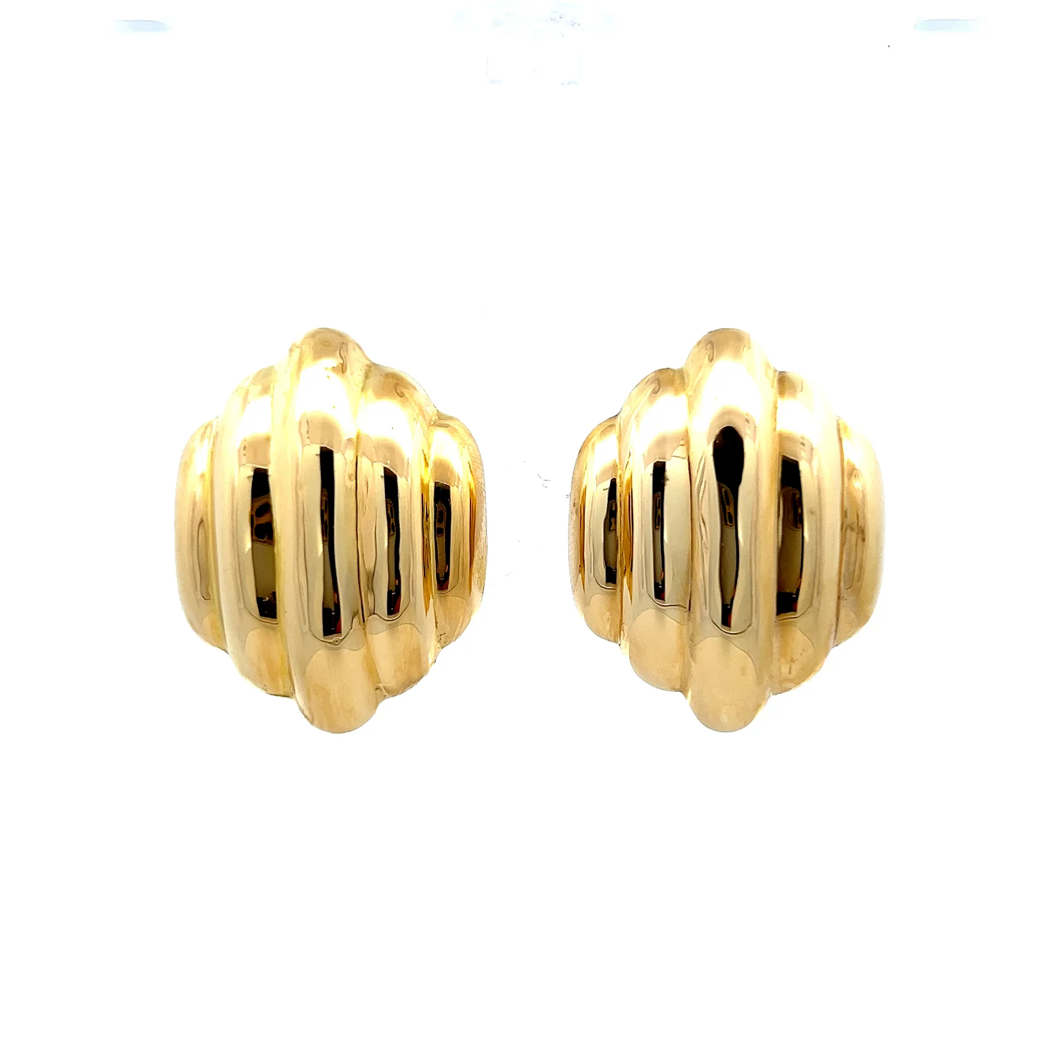 Puffy Hexagon Stud Earrings in 14k Yellow Gold