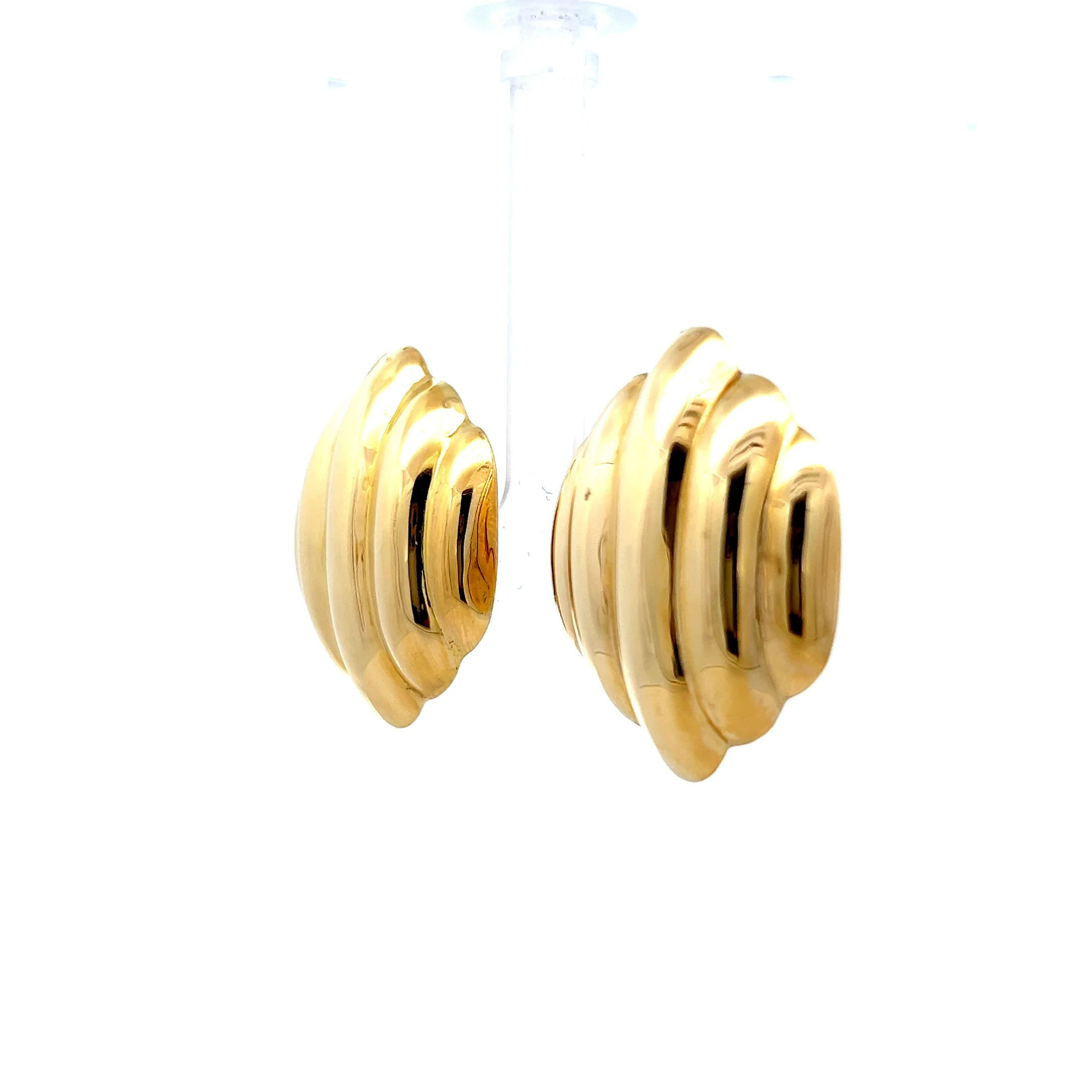 Puffy Hexagon Stud Earrings in 14k Yellow Gold - Image 2