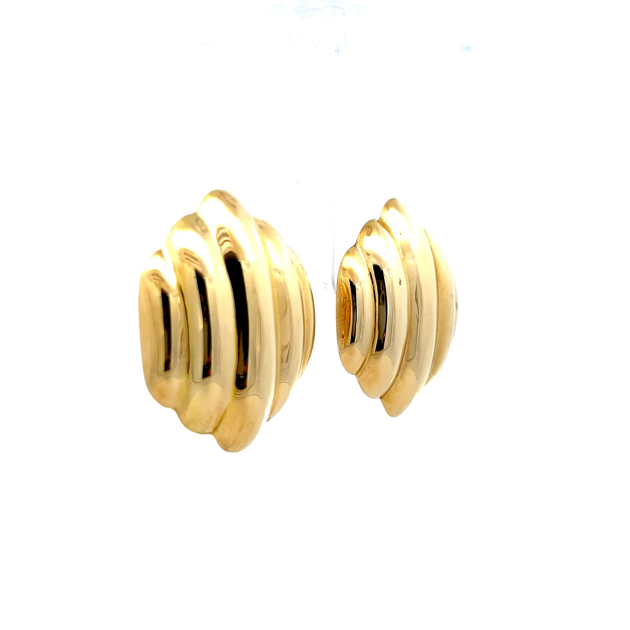 Puffy Hexagon Stud Earrings in 14k Yellow Gold - Image 3
