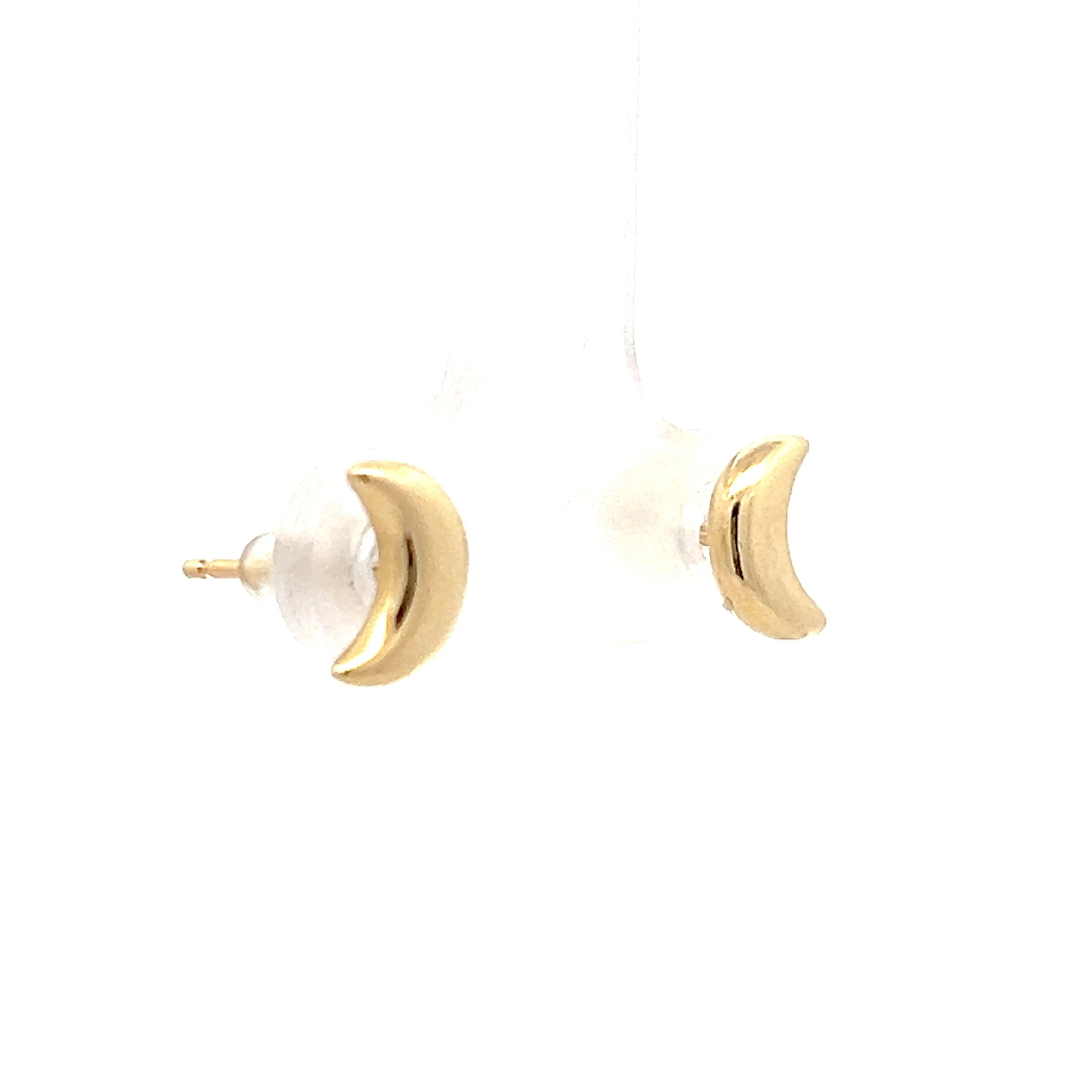 Puffy Moon Stud Earrings in 14k Yellow Gold - Image 3