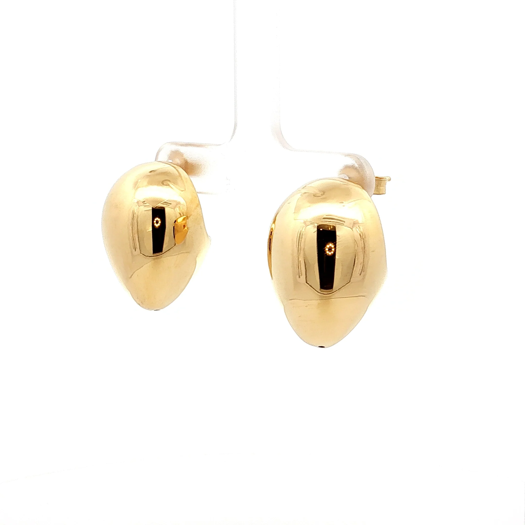 Puffy Pear Shaped Stud Earrings in 14k Yellow Gold - Image 2
