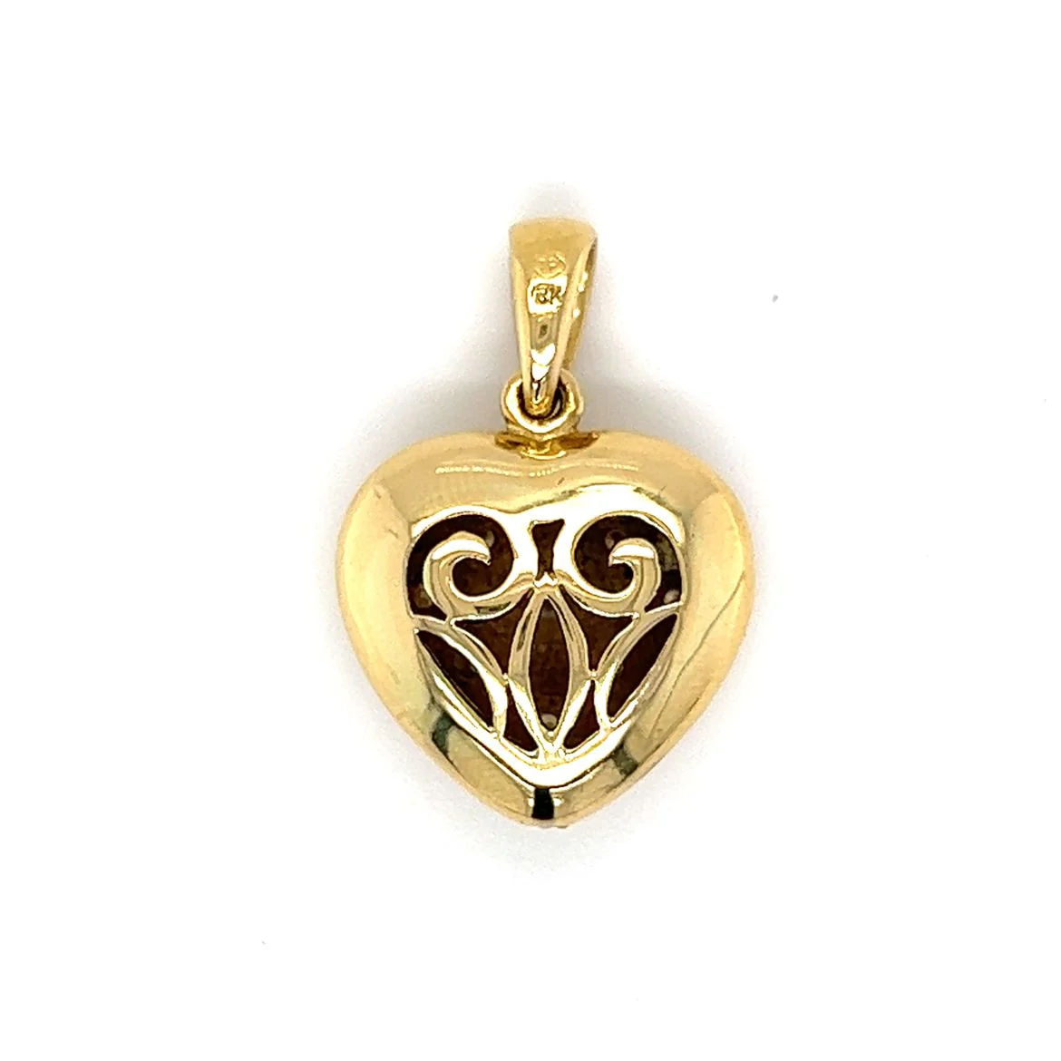 Puffy Woven Diamond Heart Pendant in 18k Yellow Gold - Image 2