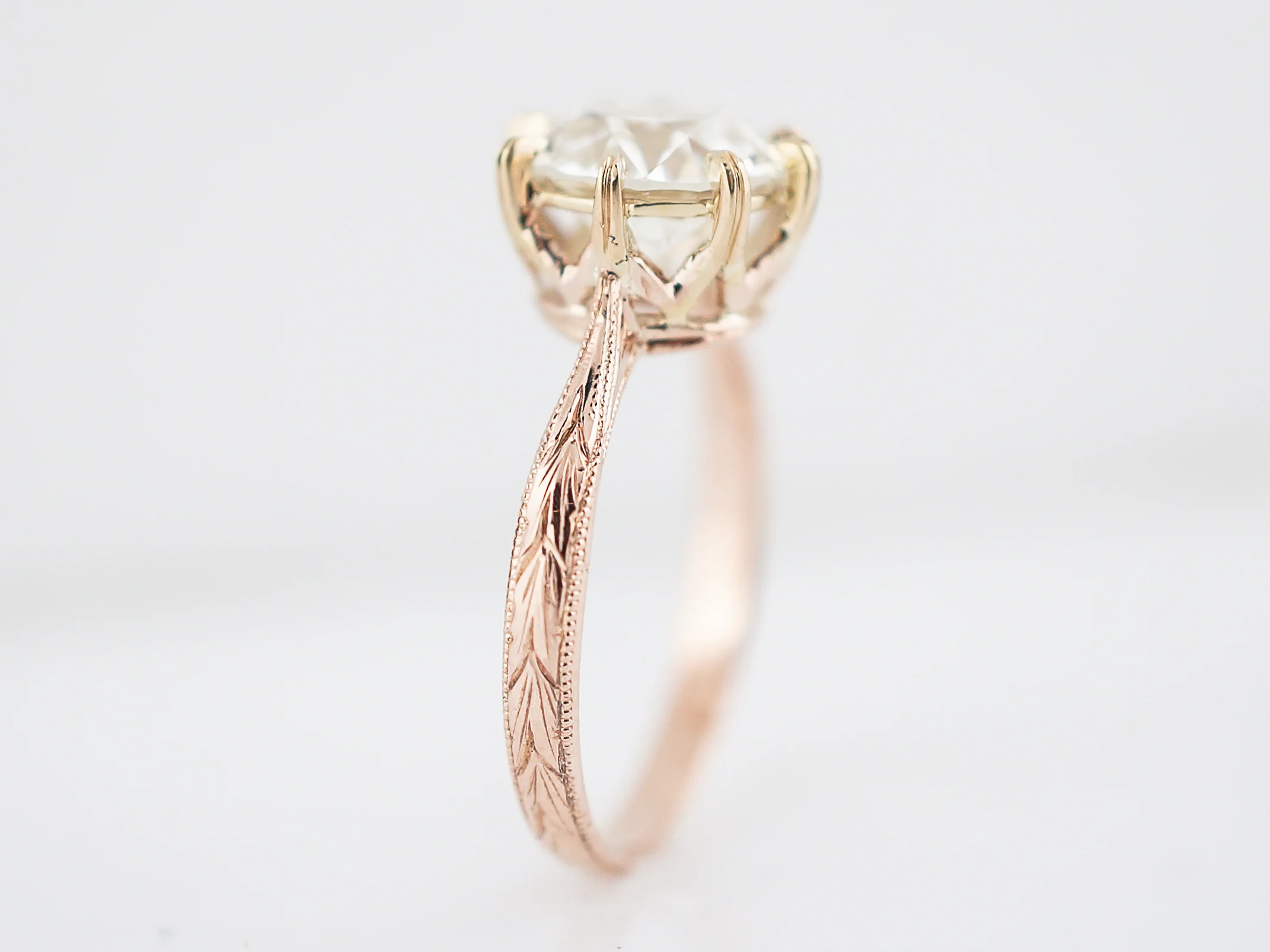 Rare 1.80 Carat Victorian Rose Gold Diamond Engagement Ring - Image 3